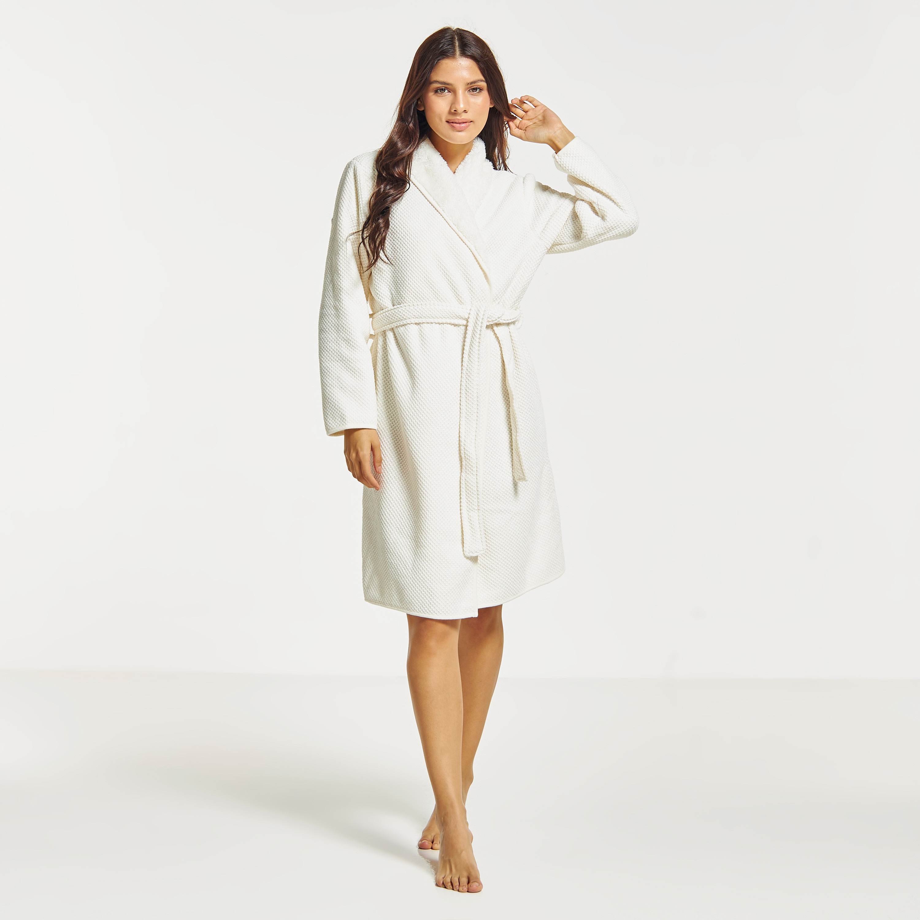 Buy Textured Robe with Tie-Up Belt and Long Sleeves Online ...
