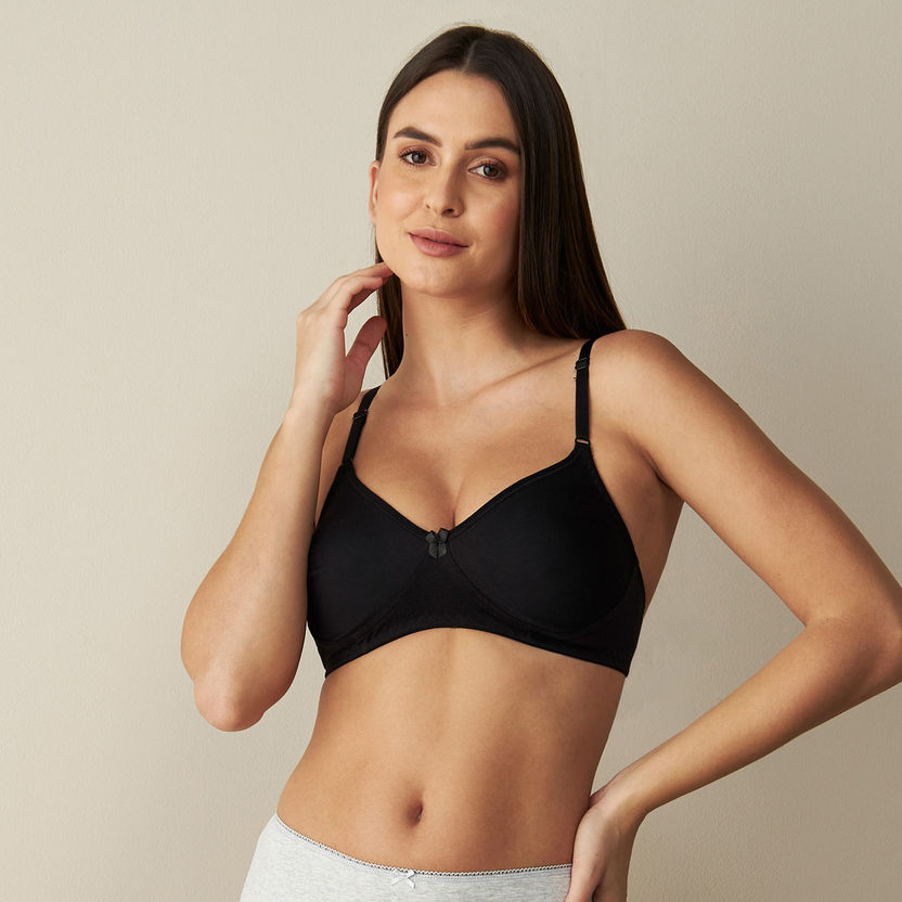Buy Women's Solid Non-Padded Non-Wired Bra with Adjustable Straps Online
