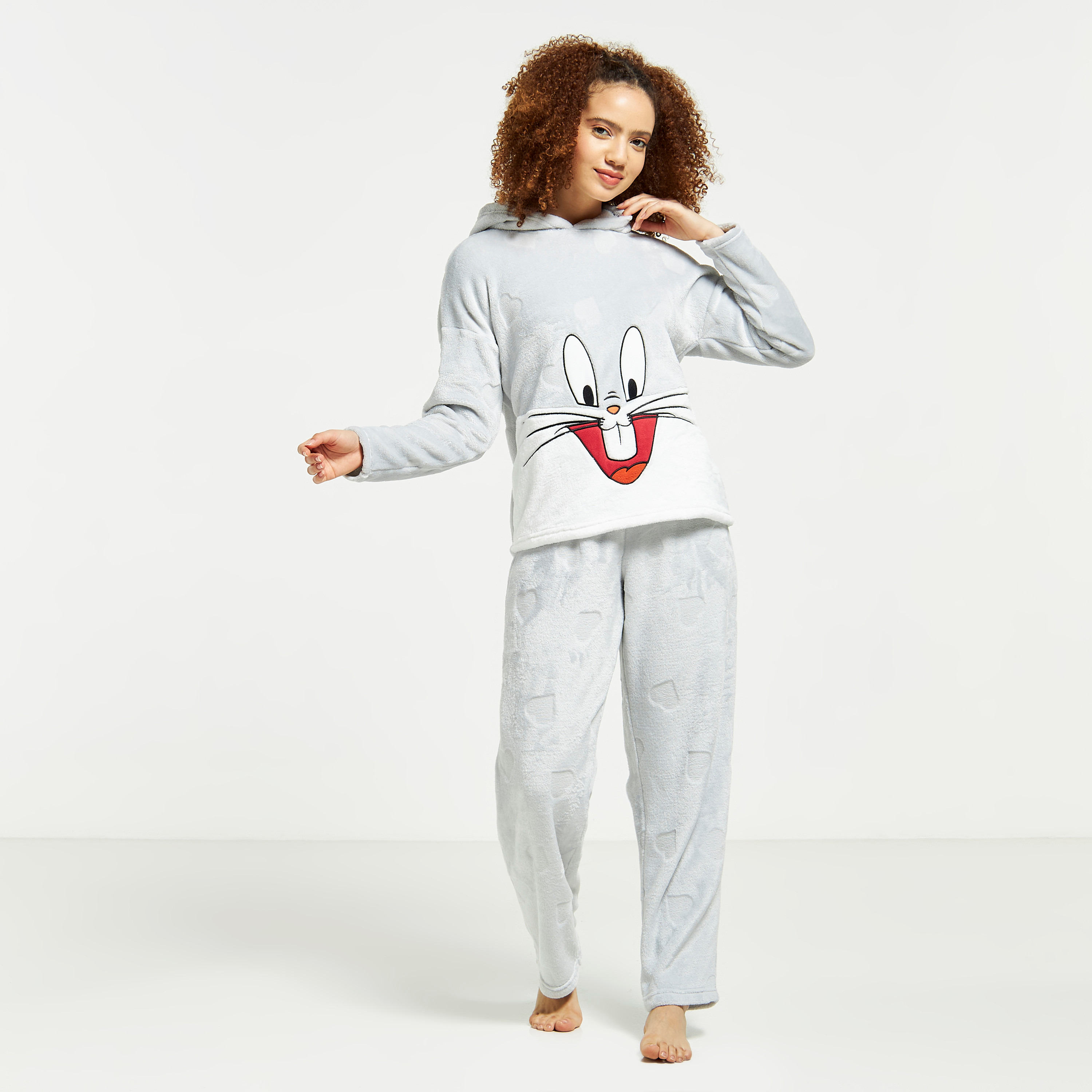 Buy Women s Bugs Bunny Textured Hooded T shirt and Full Length