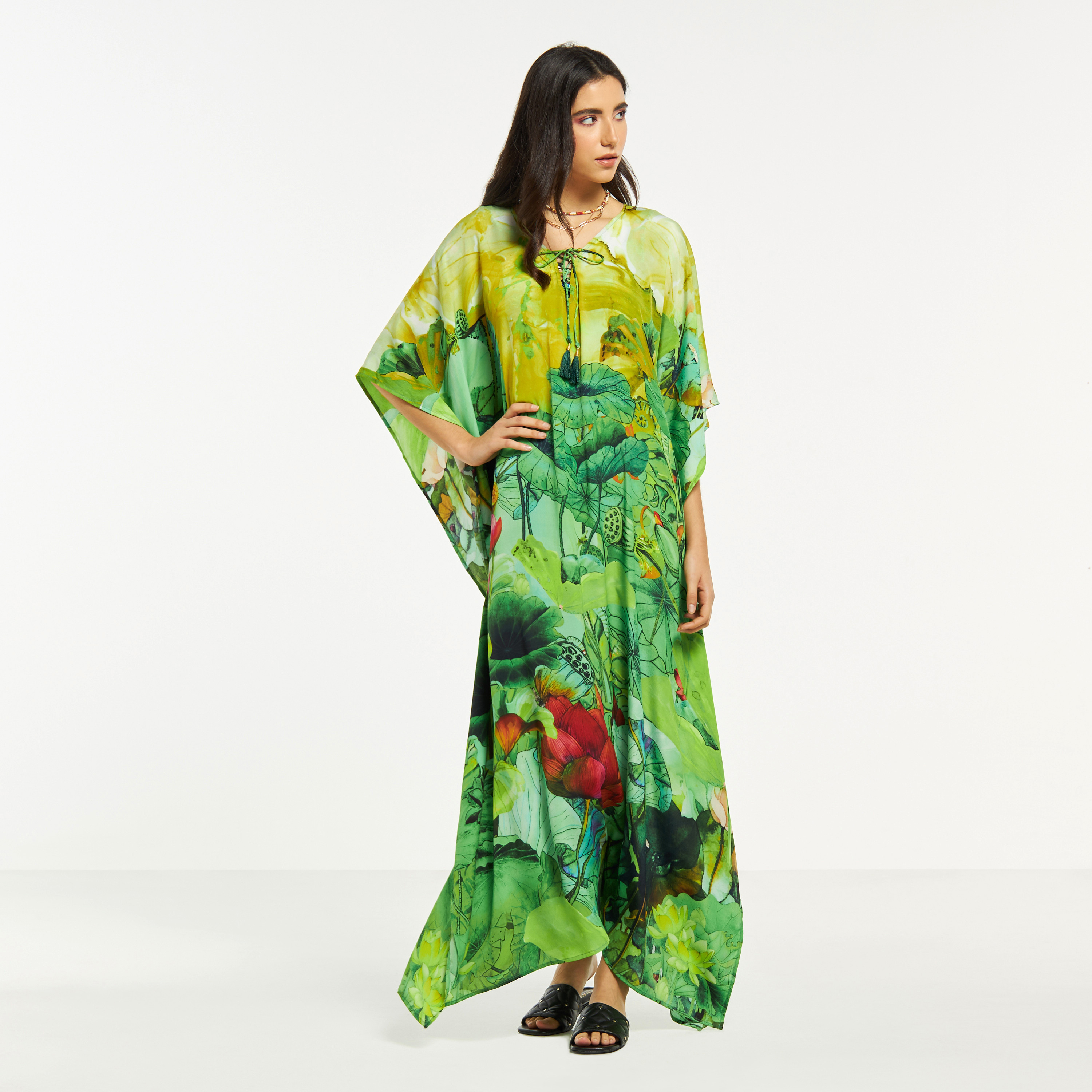 غطاء قفطان برباط وطبعات أزهار من بيتش وير-women-clothing-swimandbeach-beachwear-image-2