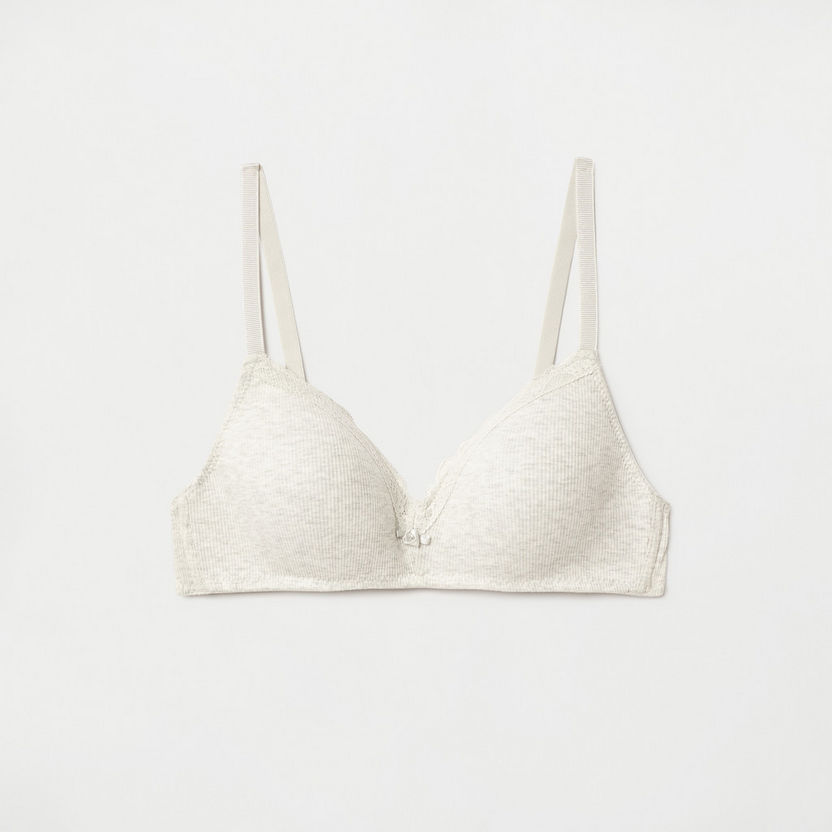 Buy Women's Set of 2 - Ribbed Bra with Lace Detail Online