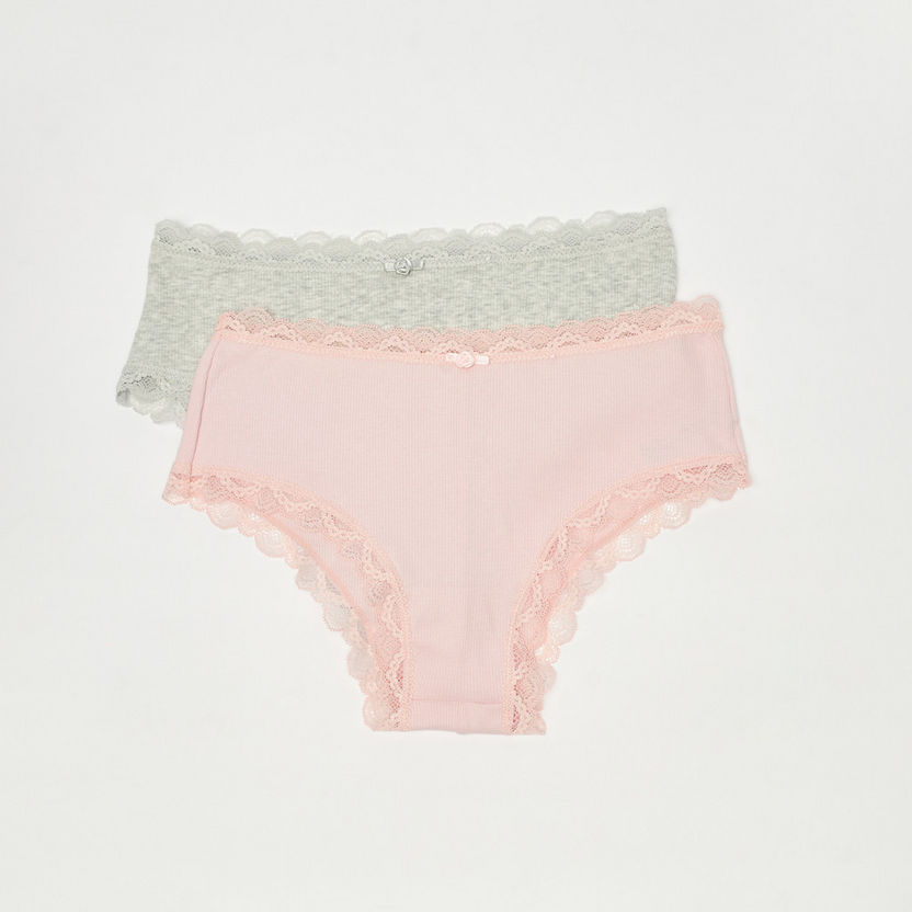 Buy Set of 2 - Lace Detail Cheekster Briefs with Elasticated Waistband
