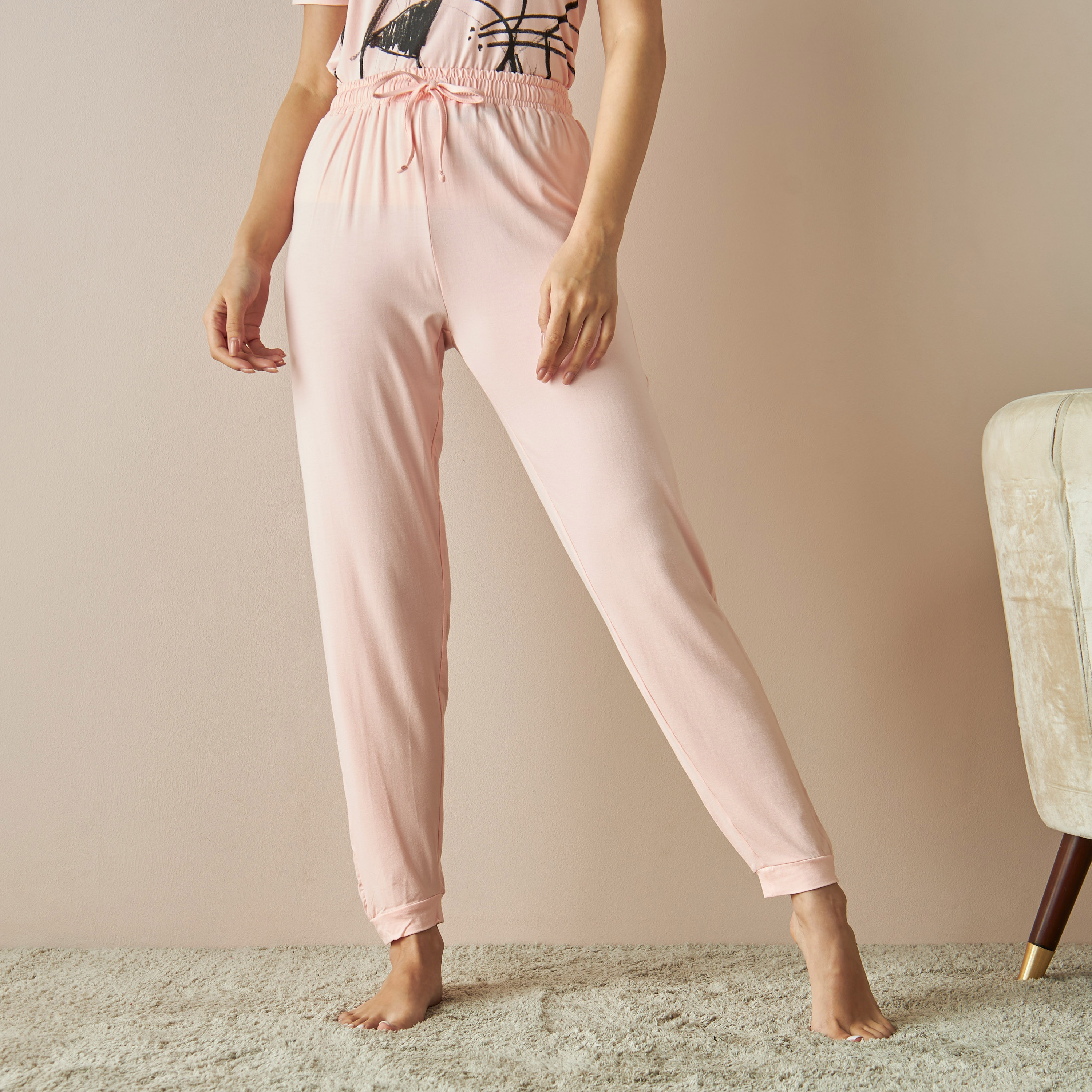 Pink Panther Print T-shirt and Pyjama Set-women-clothing-nightwear-pyjamas-longsets-image-4