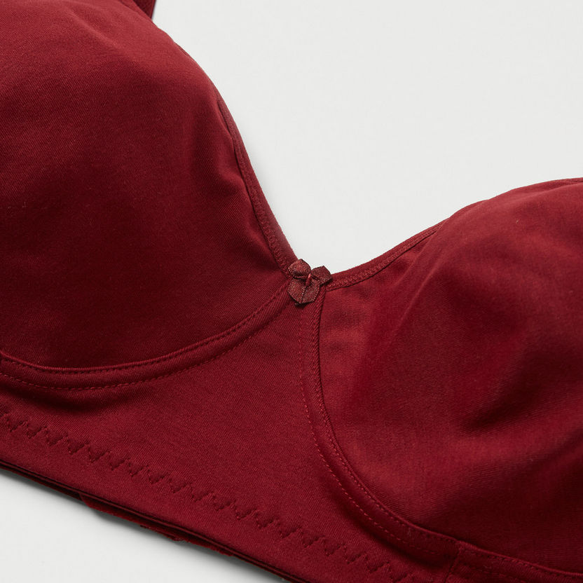 Buy Solid Non-Wired Non-Padded Bra with Hook and Eye Closure