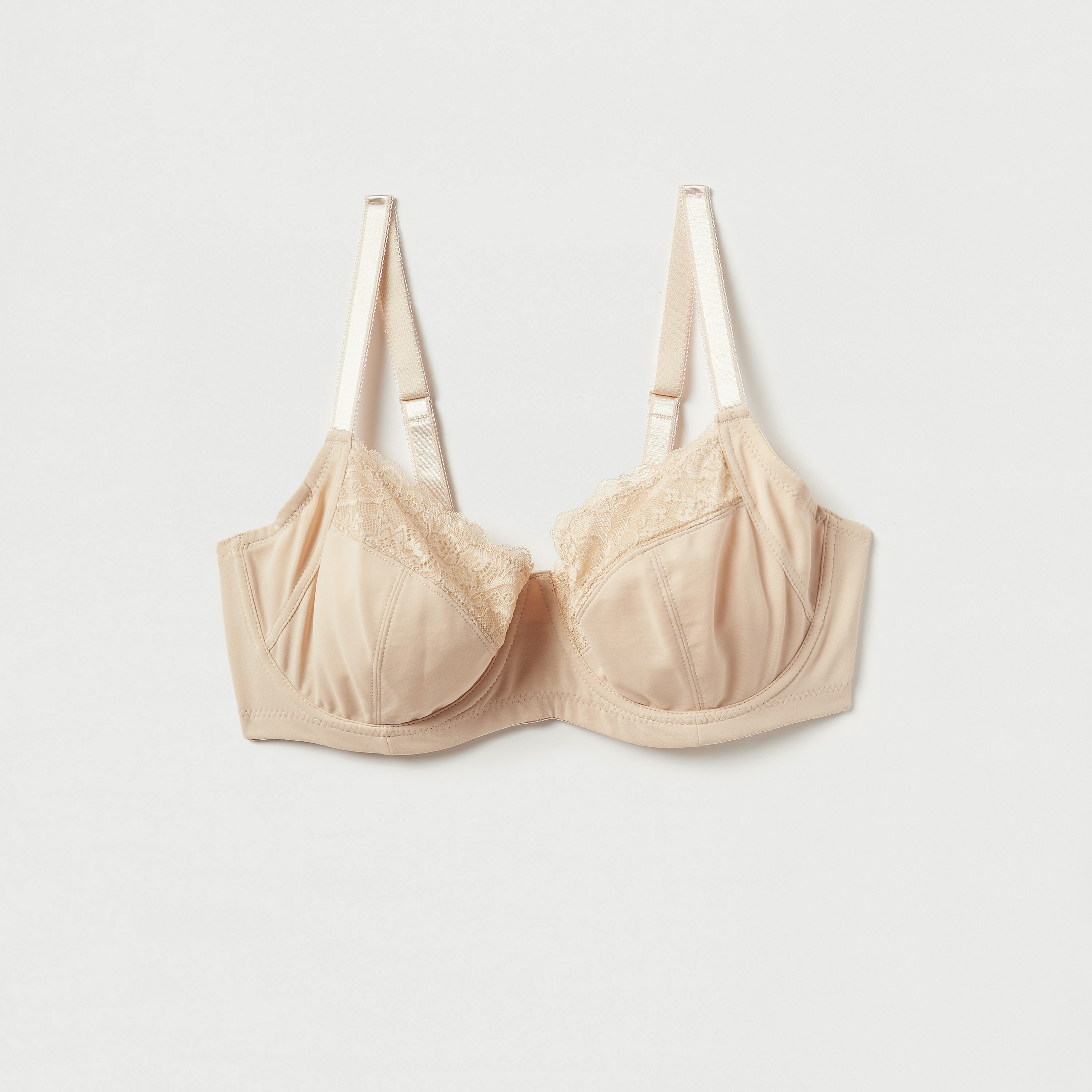 Plus Size Lace Detail Non-Padded Bra with Hook and Eye Closure-women-clothing-lingerie-bras-image-1