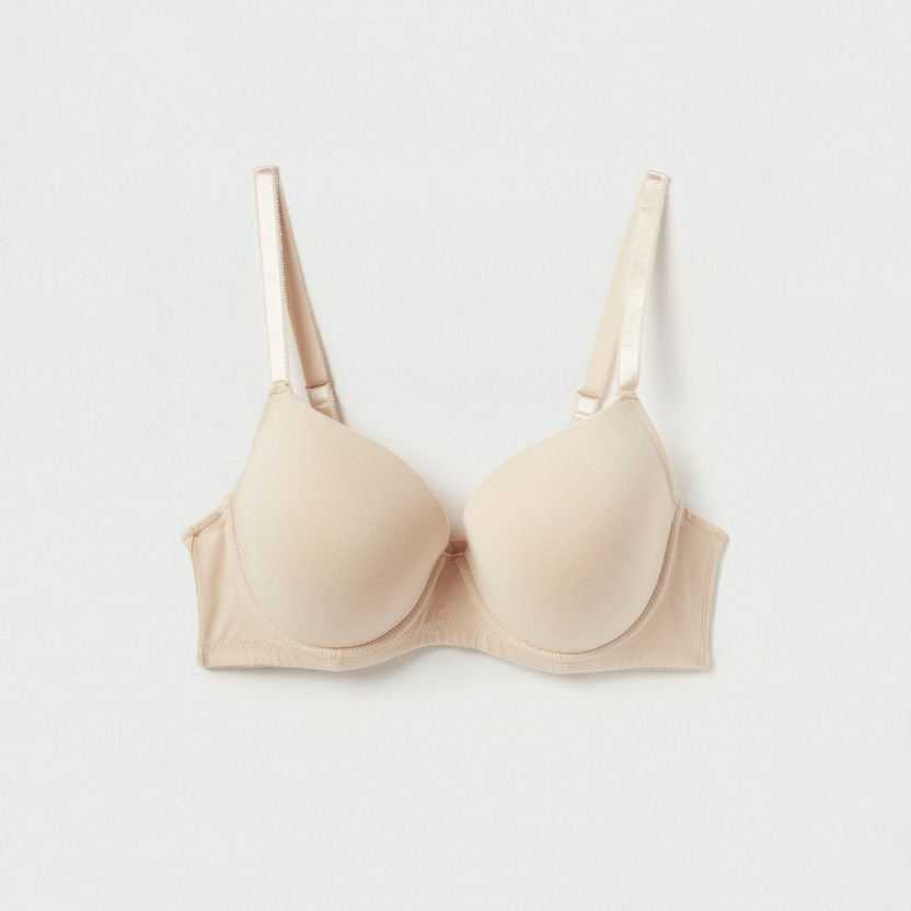 Buy Plus Size Solid Padded Bra with Hook and Eye Closure