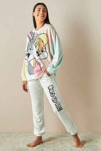 Shop Bugs Bunny Print T-shirt and All-Over Printed Pyjamas Set Online