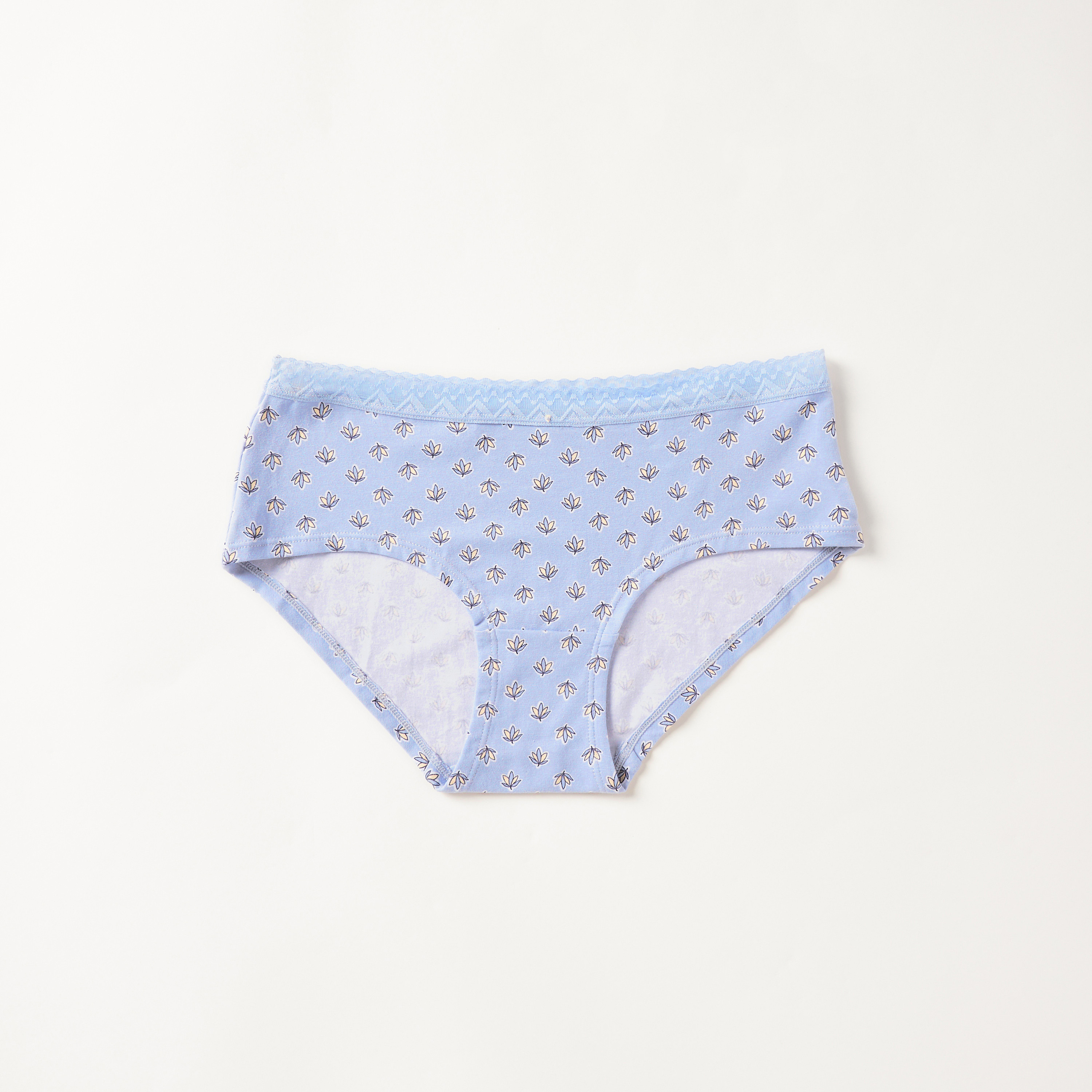 Floral Print Briefs with Lace Waistband