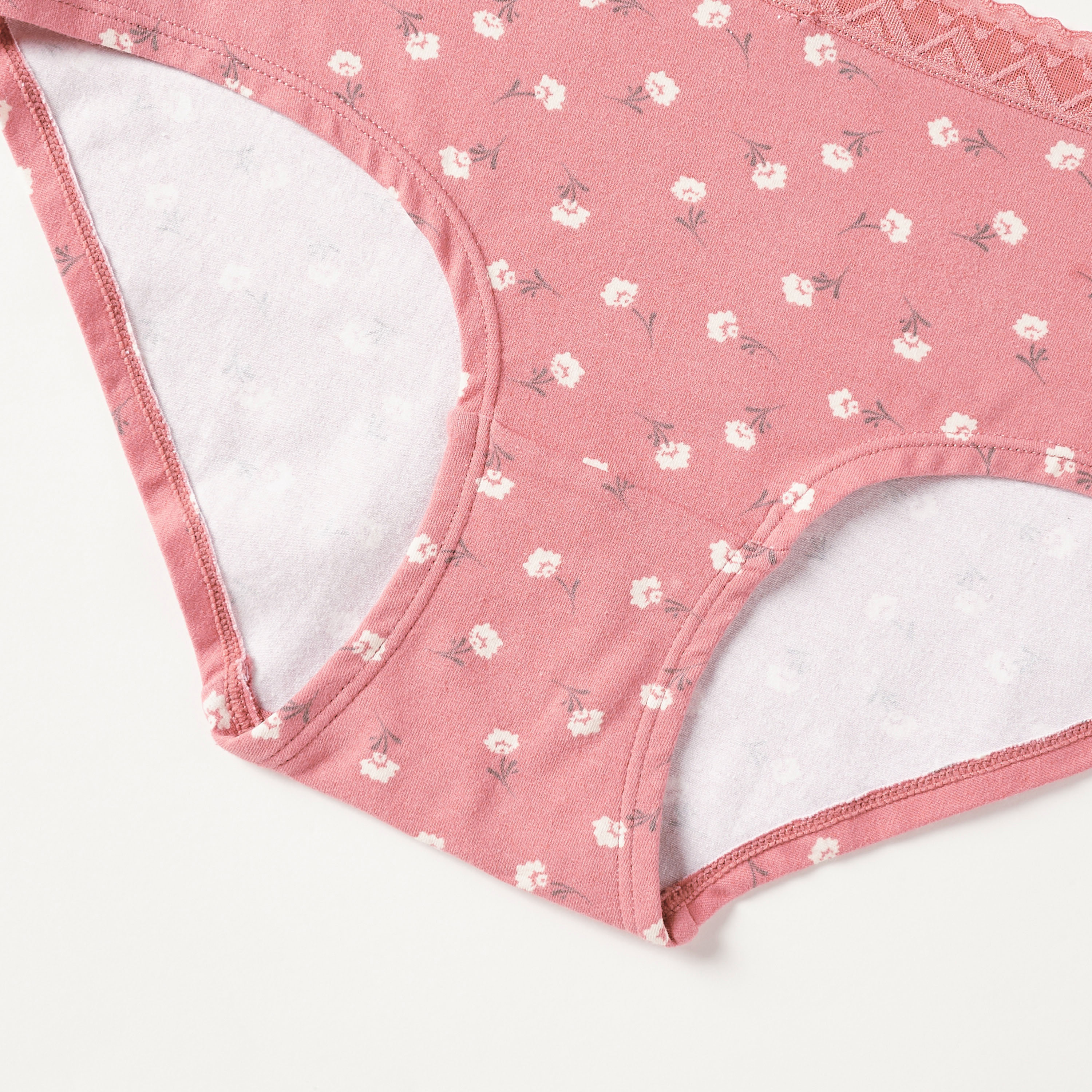 Floral Print Briefs with Lace Waistband