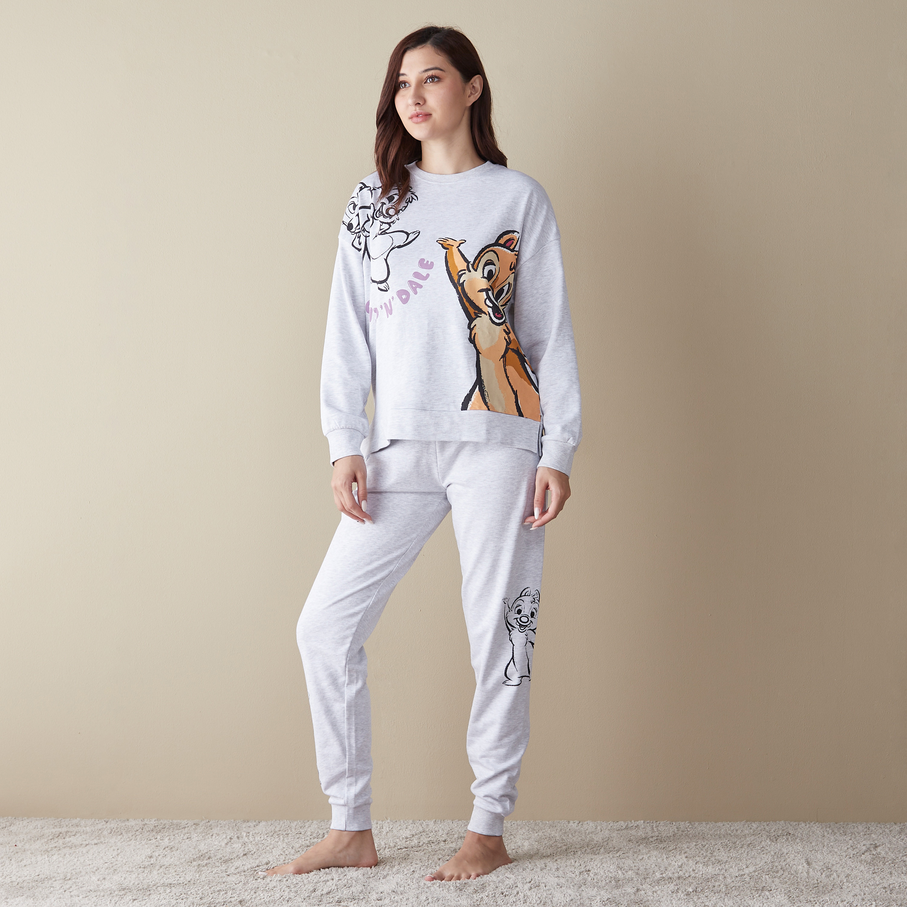 Buy Chip N Dale Print Sweatshirt and Pyjama Set Splash KSA