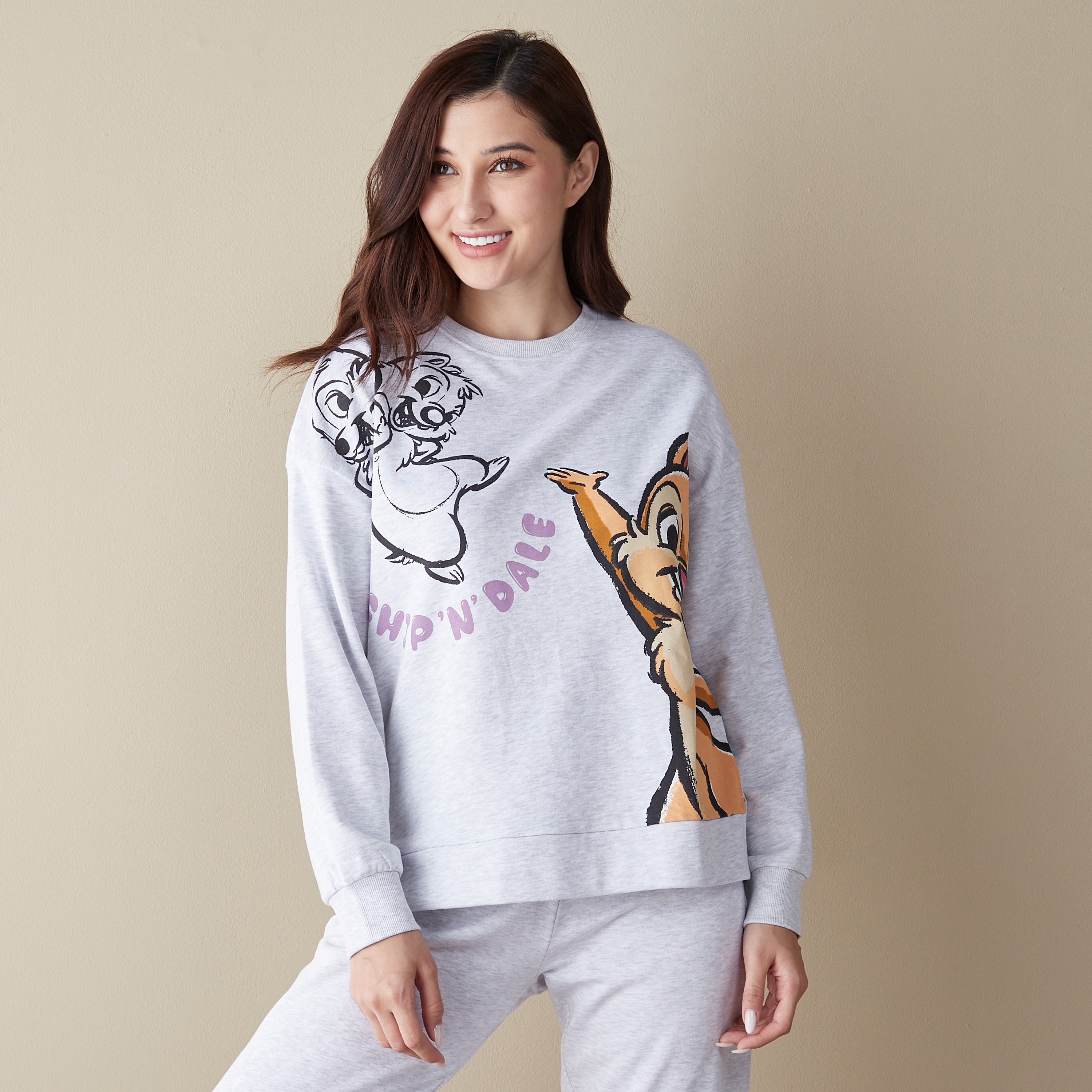 Buy Chip N Dale Print Sweatshirt and Pyjama Set Splash KSA