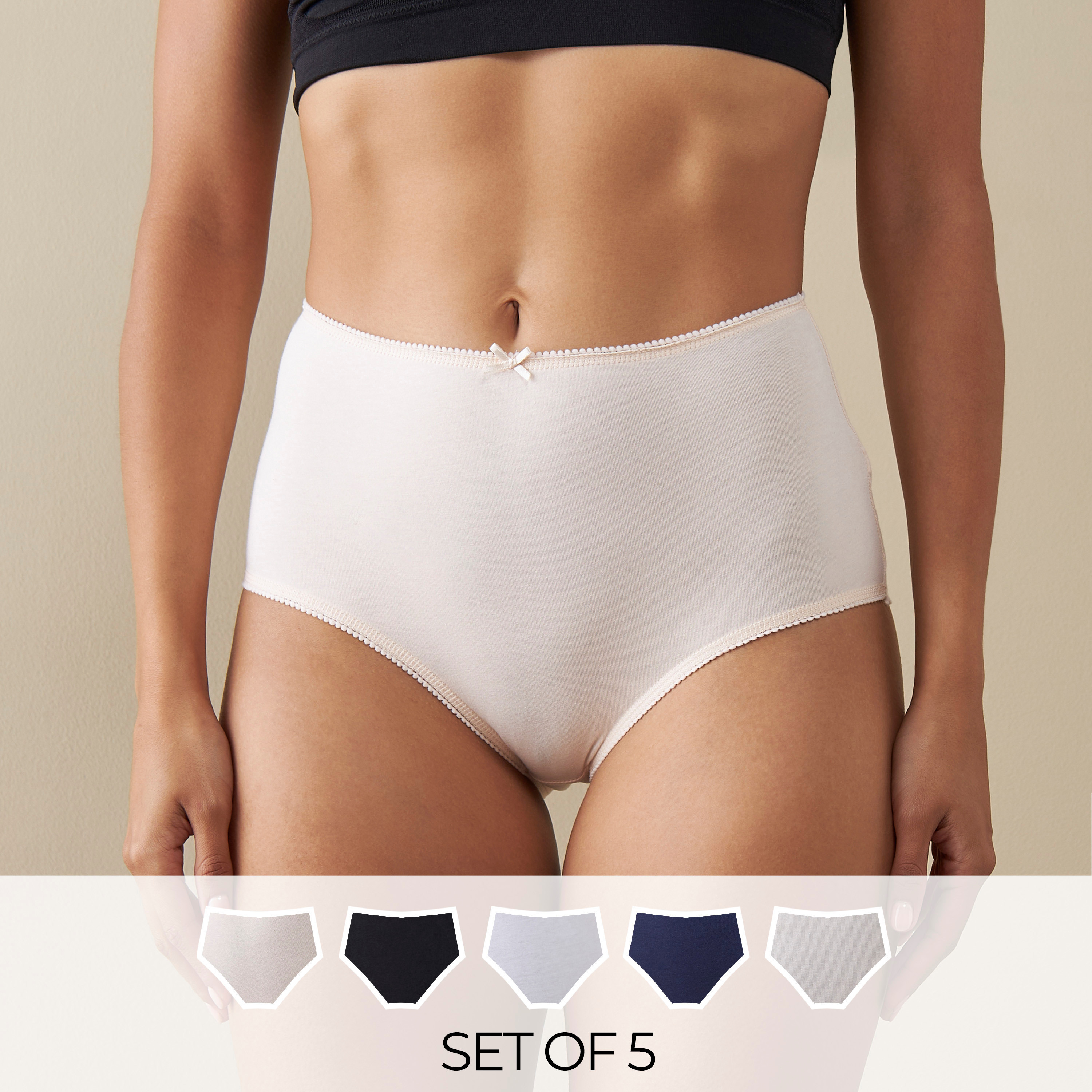 Set of 5 - Full Briefs with Bow Detail-women-clothing-lingerie-panties-image-1