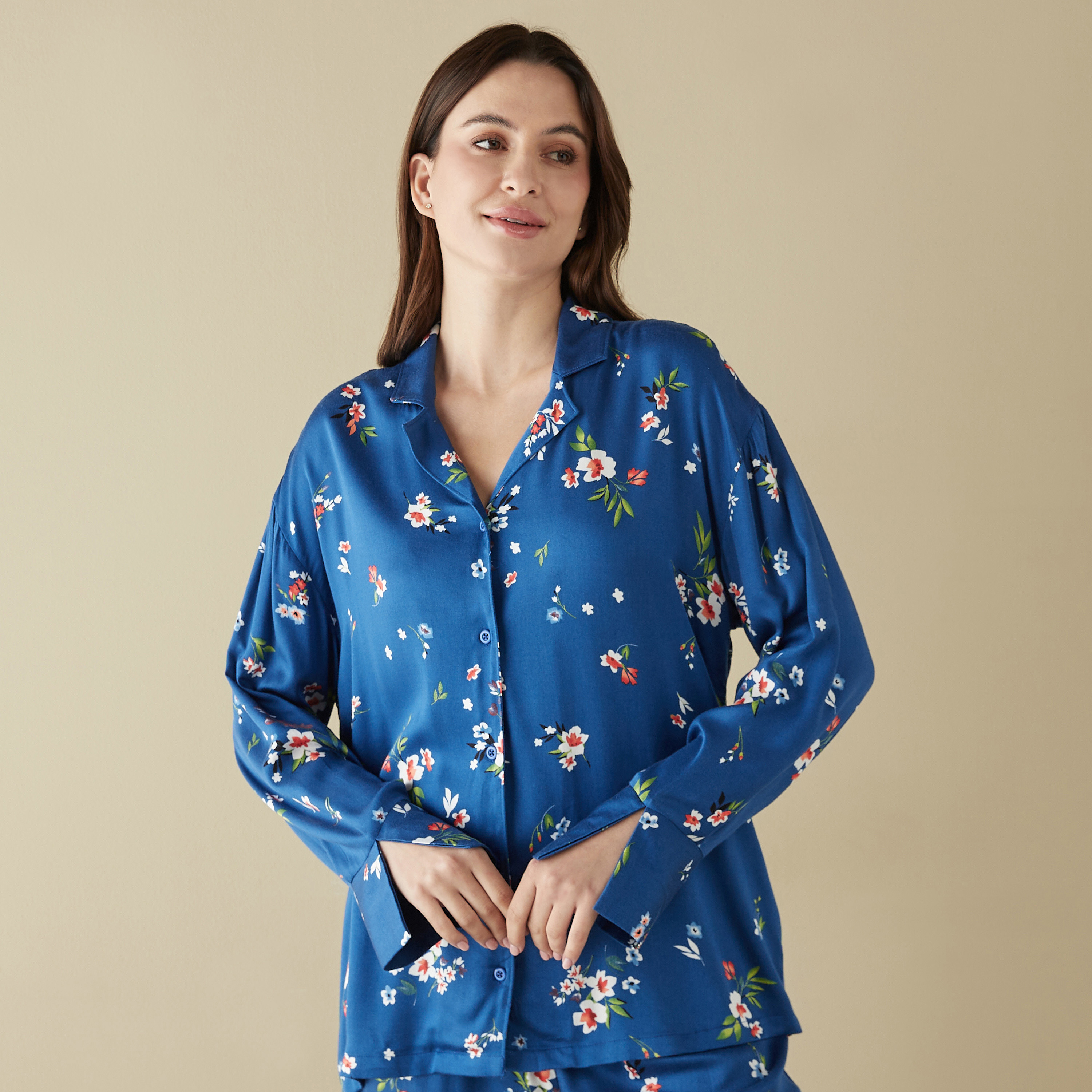 All-Over Floral Print Shirt and Pyjama Set-women-clothing-nightwear-pyjamas-longsets-image-2
