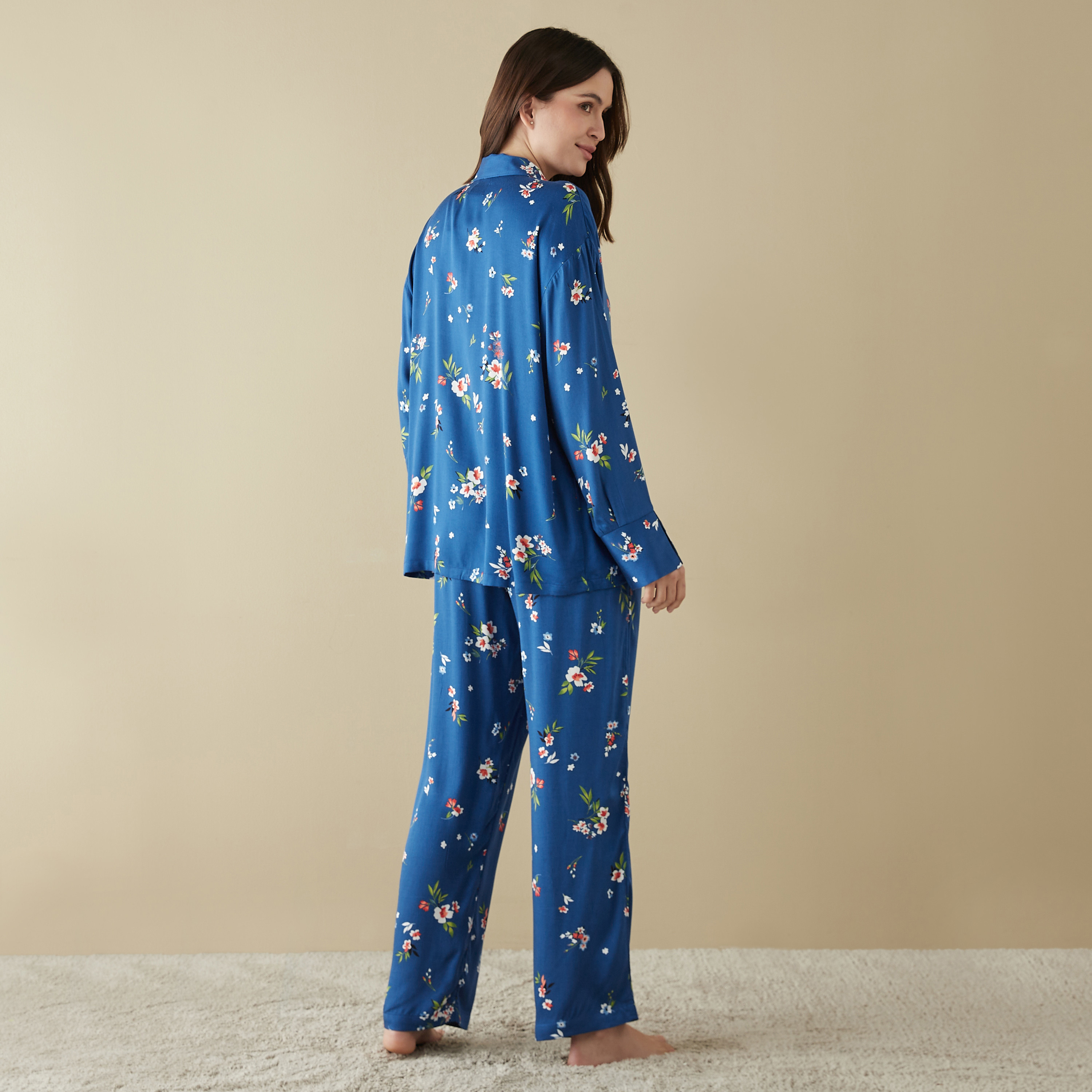 All-Over Floral Print Shirt and Pyjama Set-women-clothing-nightwear-pyjamas-longsets-image-4