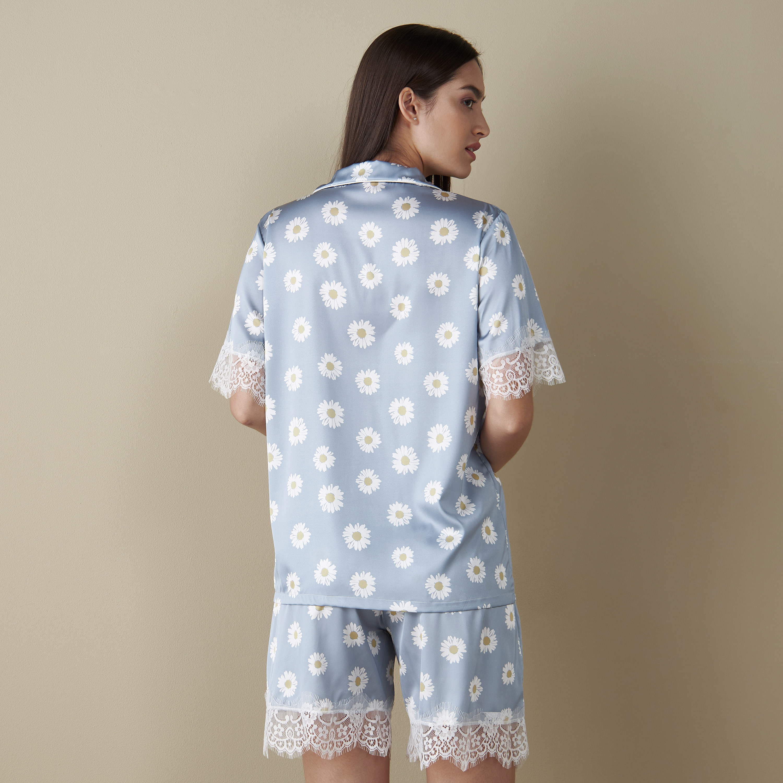 All-Over Floral Print Shirt and Shorts Set-women-clothing-nightwear-pyjamas-shortsets-image-2