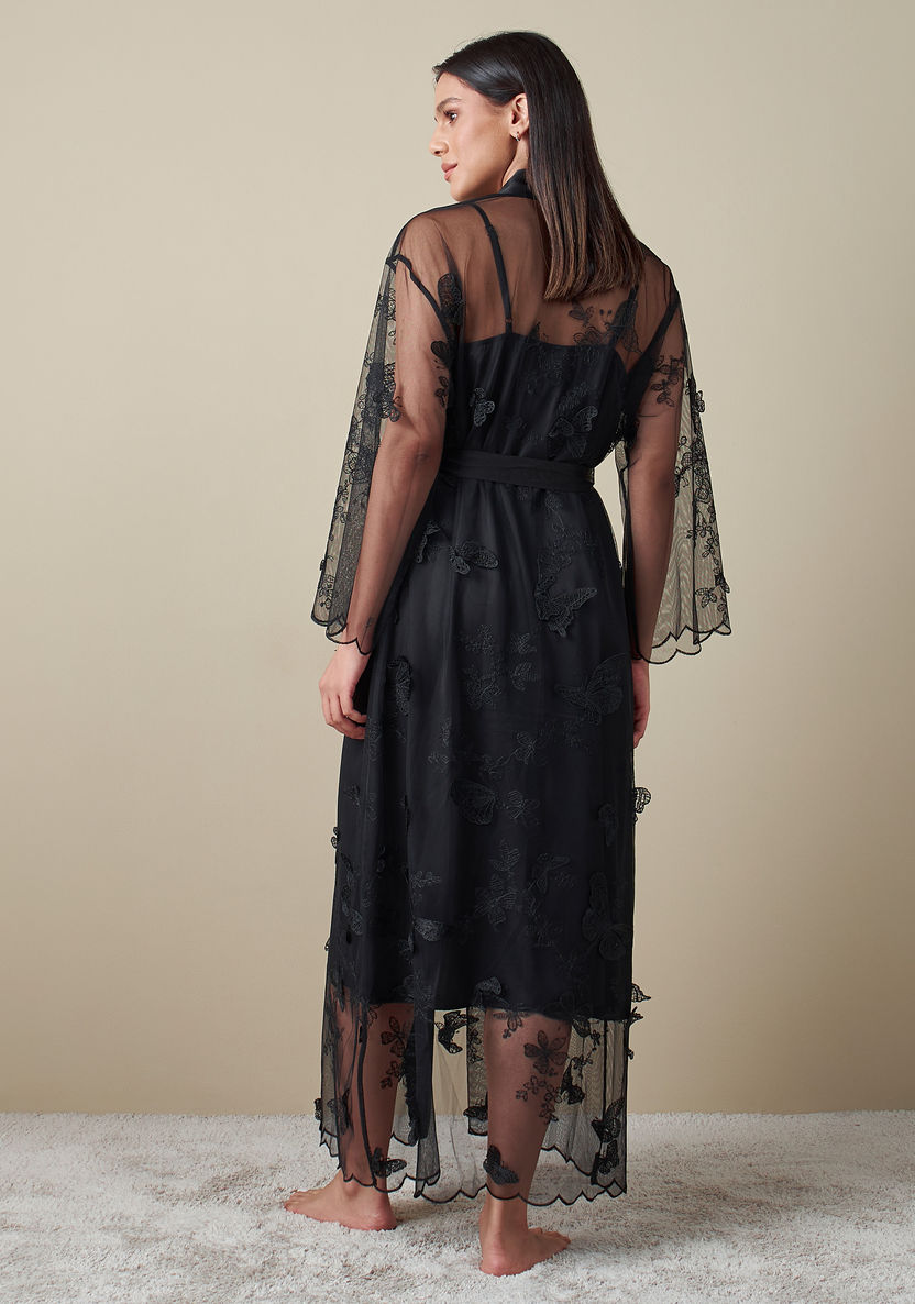 Shop Lace Detail Robe with Tie-Up Belt Online | Splash Saudi