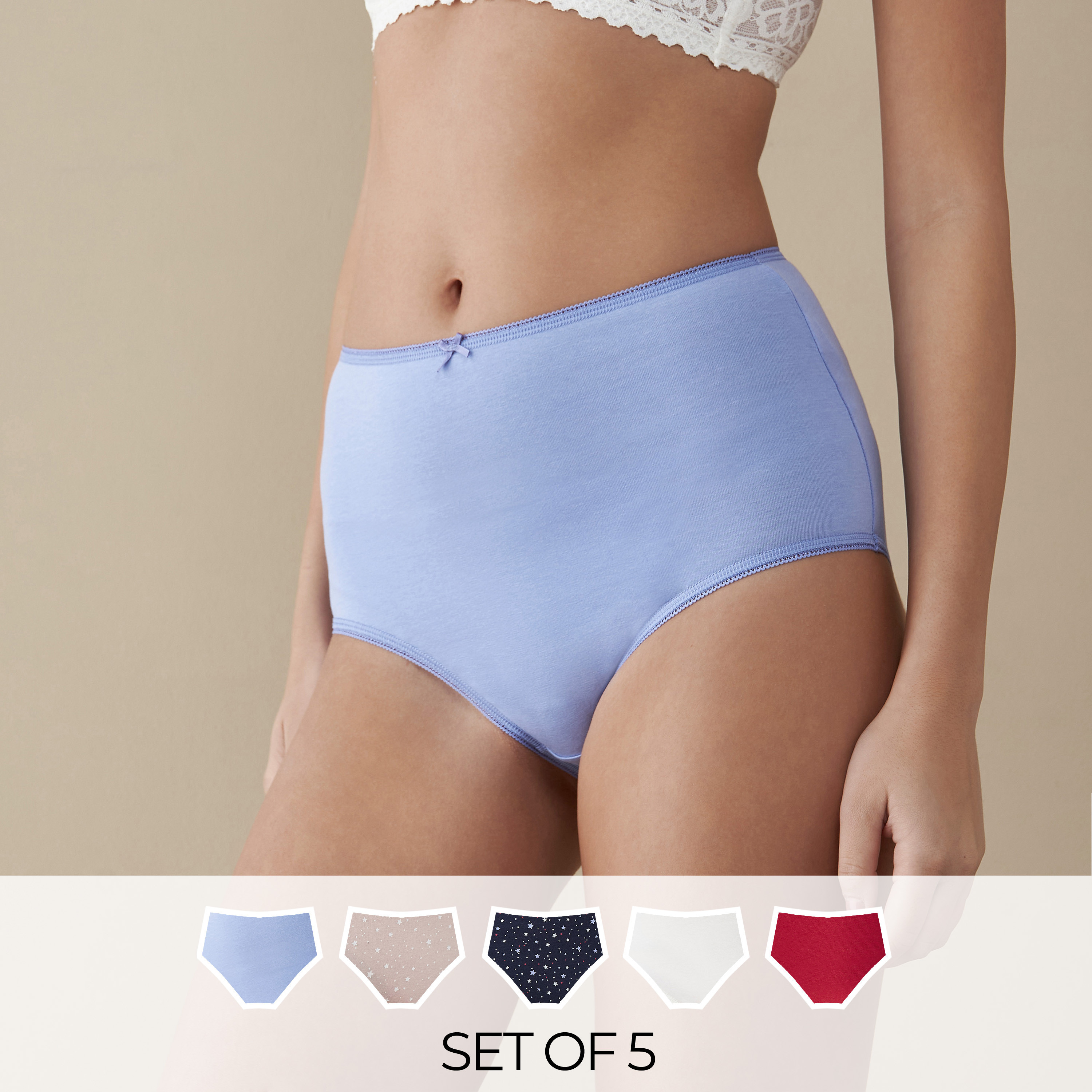 Buy Women s Set of 5 Assorted Full Briefs with Elasticated Waist