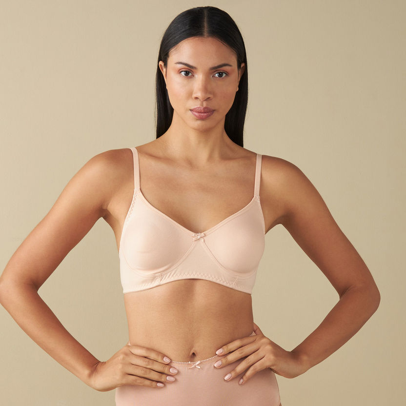 Solid Non-Wired Non-Padded Bra with Adjustable Straps