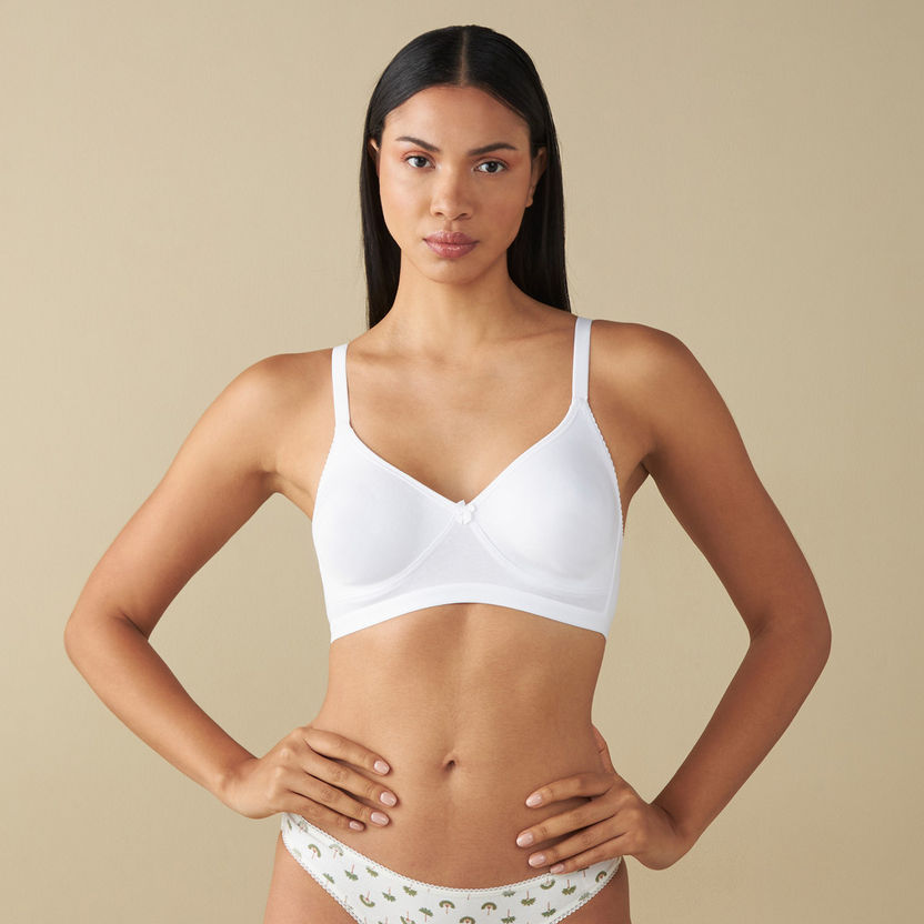 Buy Solid Non-Wired Non-Padded Bra with Adjustable Straps