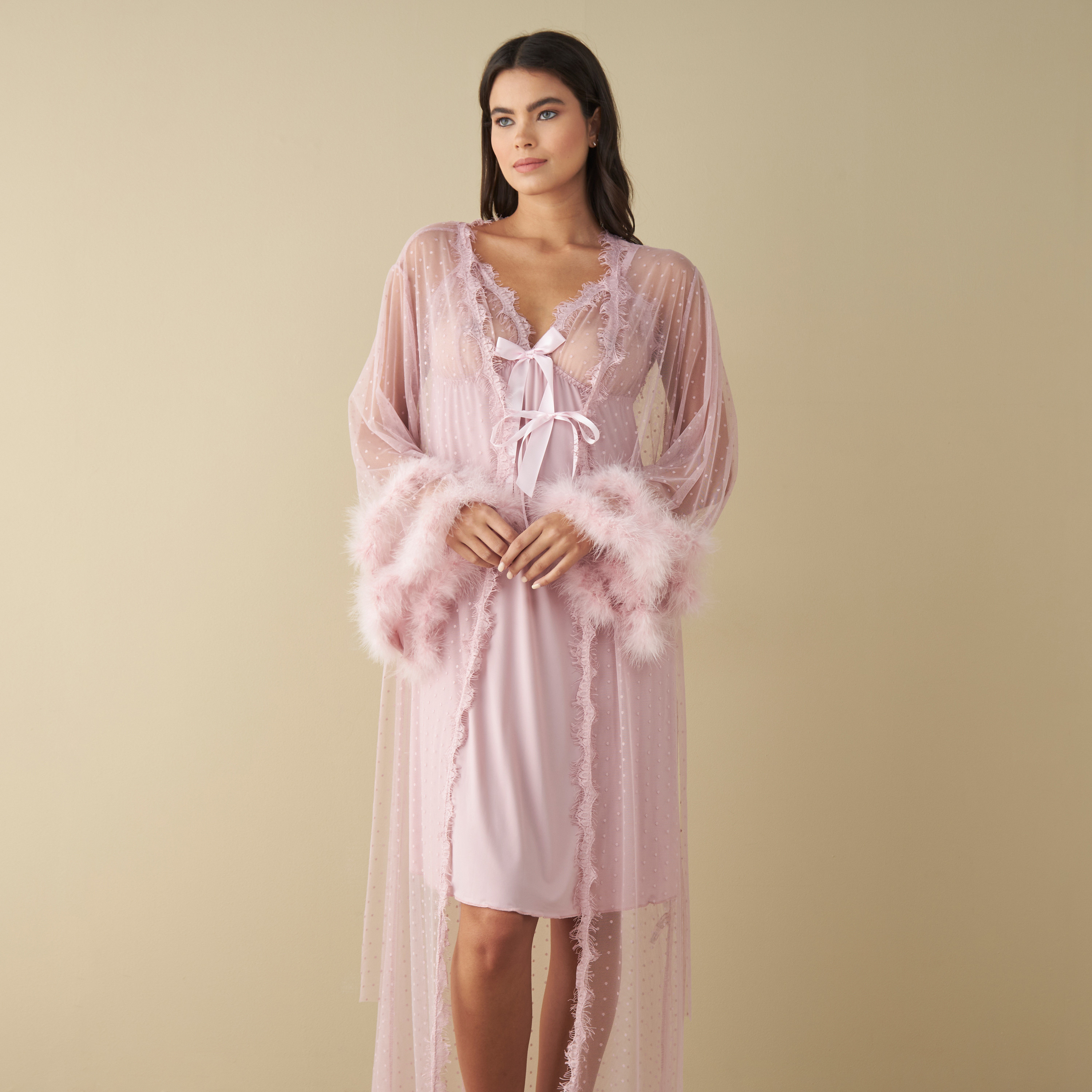 Buy Women s Lace Detail Slip Dress with Night Robe Online Centrepoint KSA