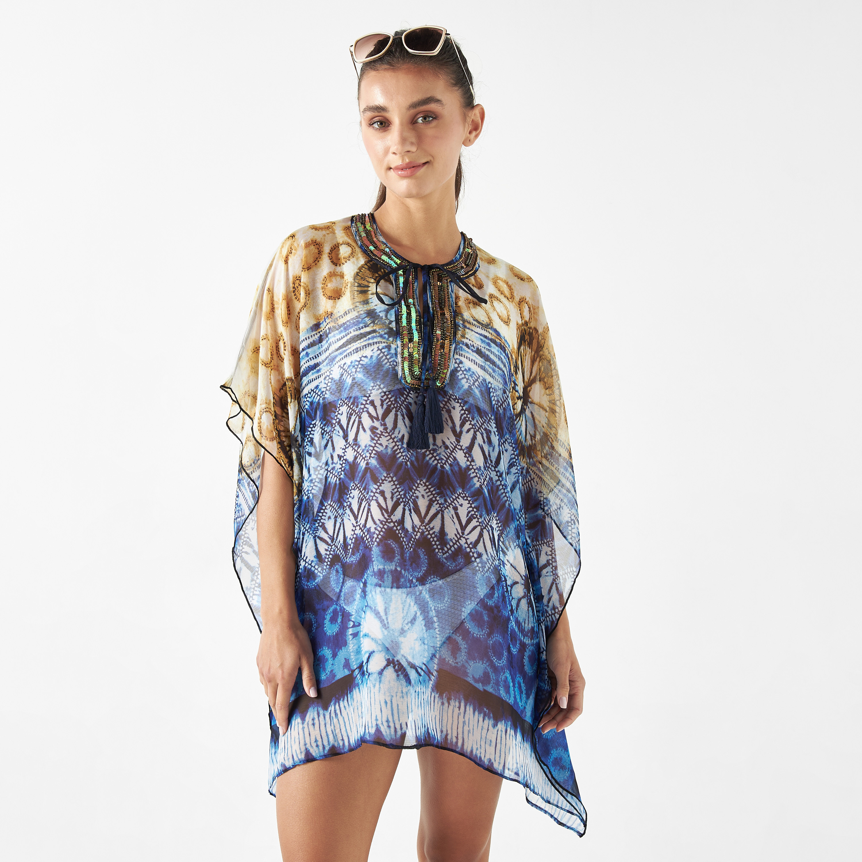 غطاء بحر بطبعات وتفاصيل ترتر ورباط-women-clothing-swimandbeach-beachwear-image-1