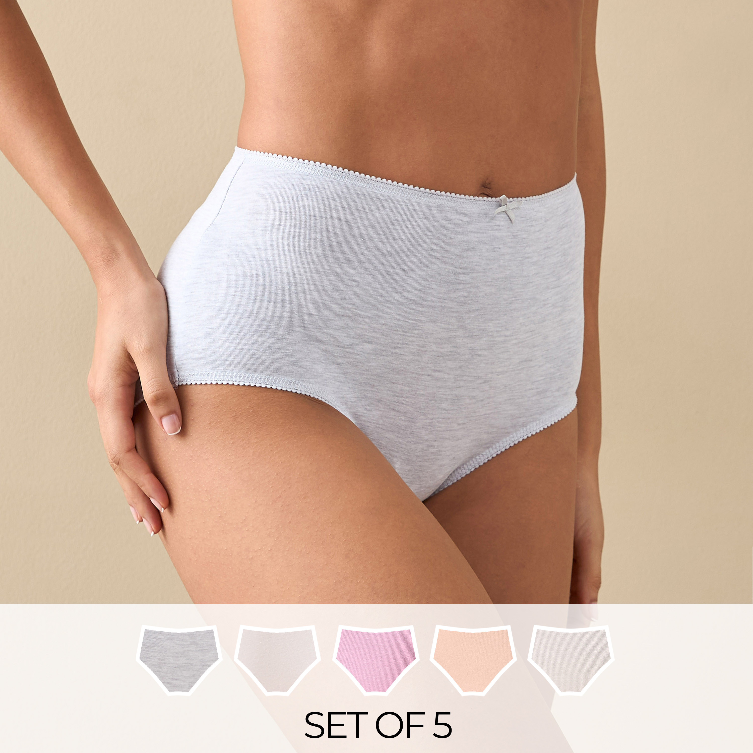 سراويل داخلية بخصر مطّاطي - طقم من 5 قطع-women-clothing-lingerie-panties-image-1
