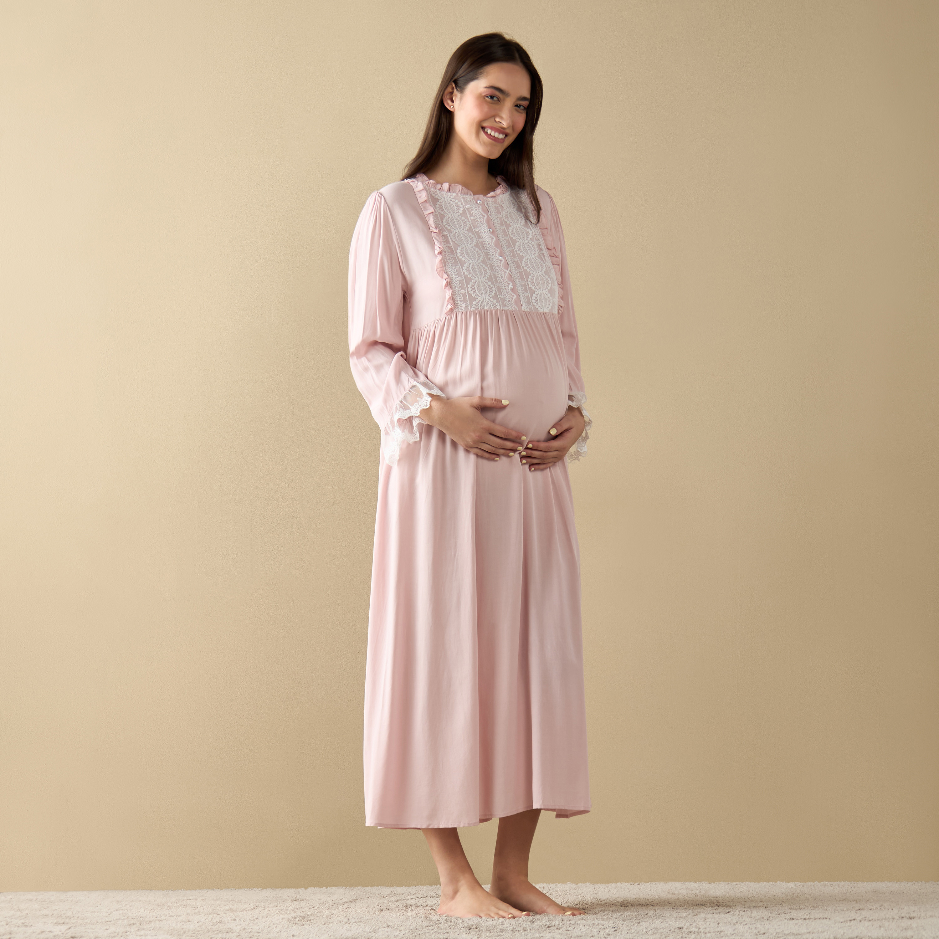 Maternity night dress with buttons best sale