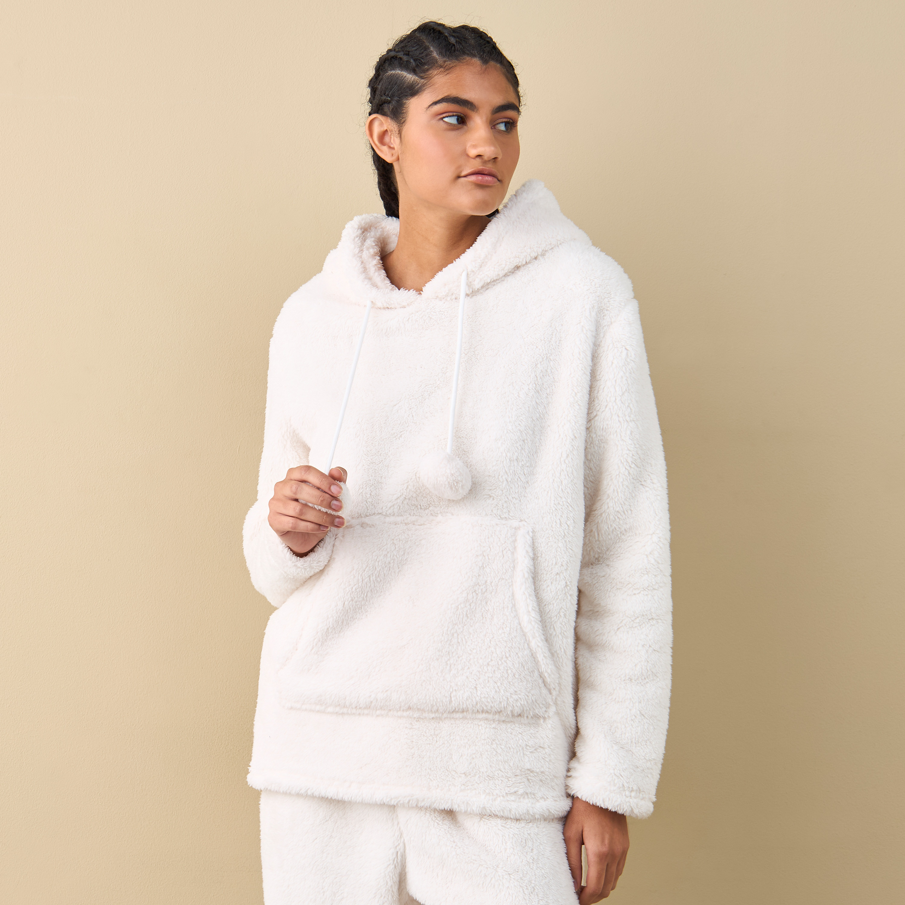 طقم بنطلون بيجاما وهودي بارز الملمس بأكمام طويلة-women-clothing-nightwear-pyjamas-longsets-image-2