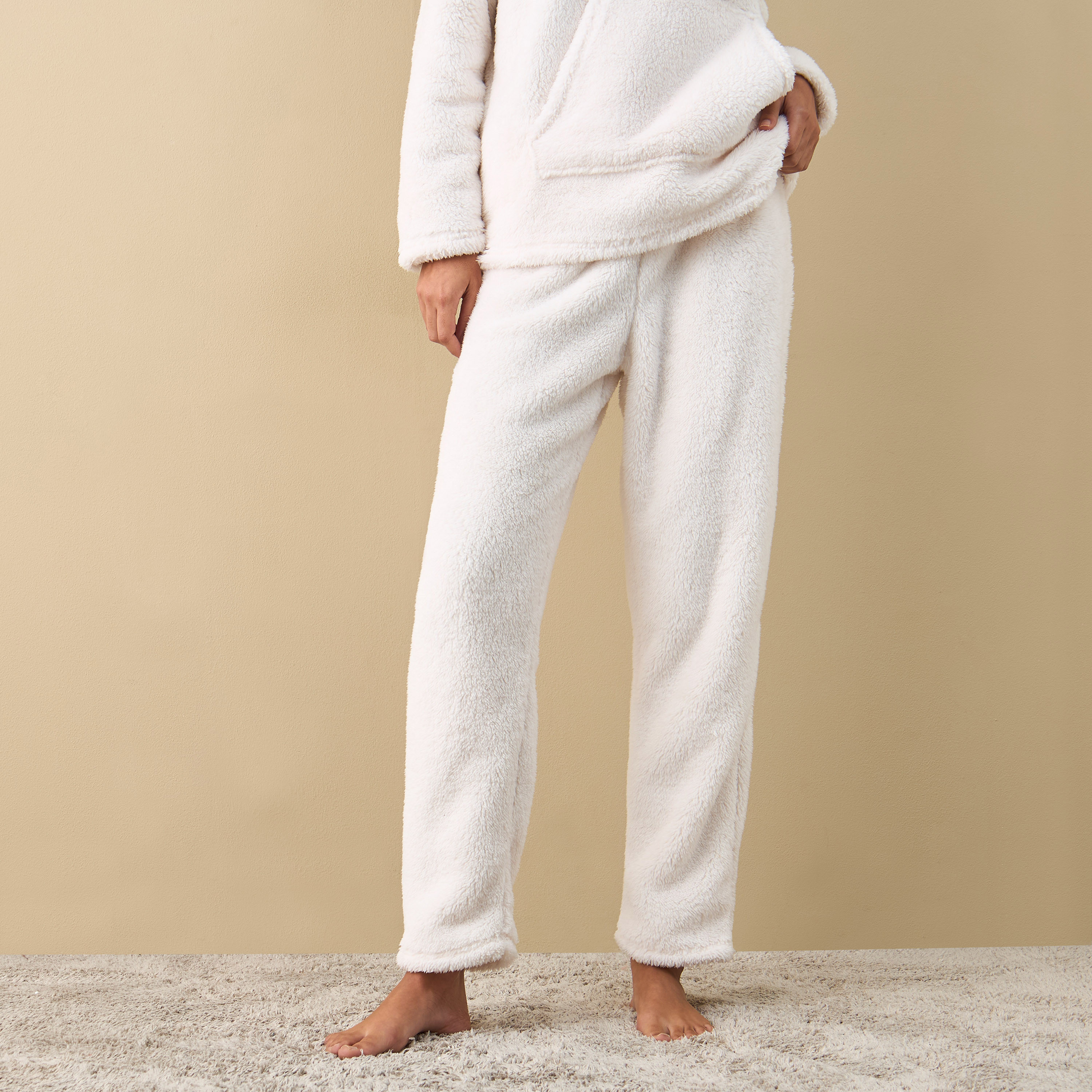 طقم بنطلون بيجاما وهودي بارز الملمس بأكمام طويلة-women-clothing-nightwear-pyjamas-longsets-image-4