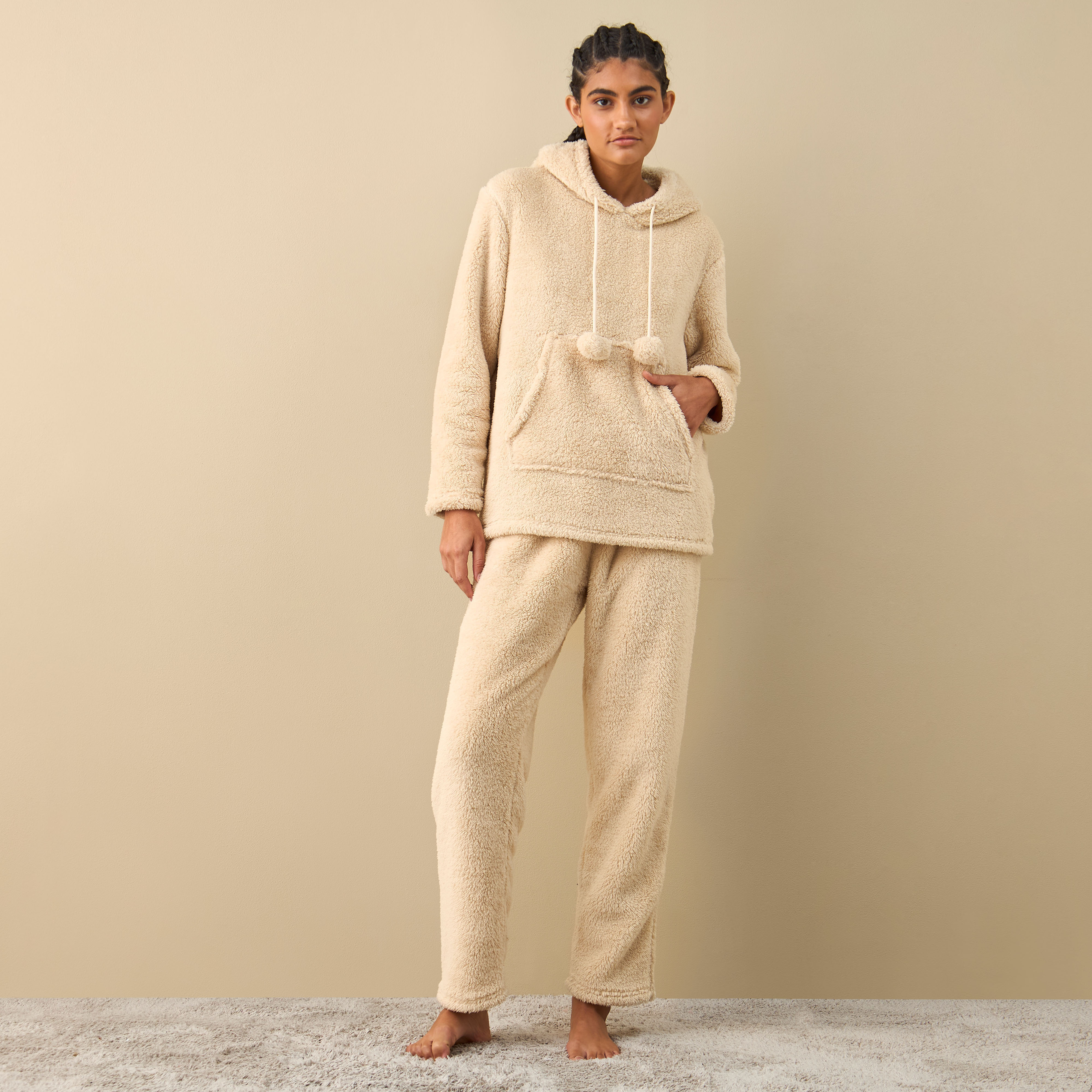 Buy Textured Long Sleeves Hoodie and Pyjama Set Splash Bahrain