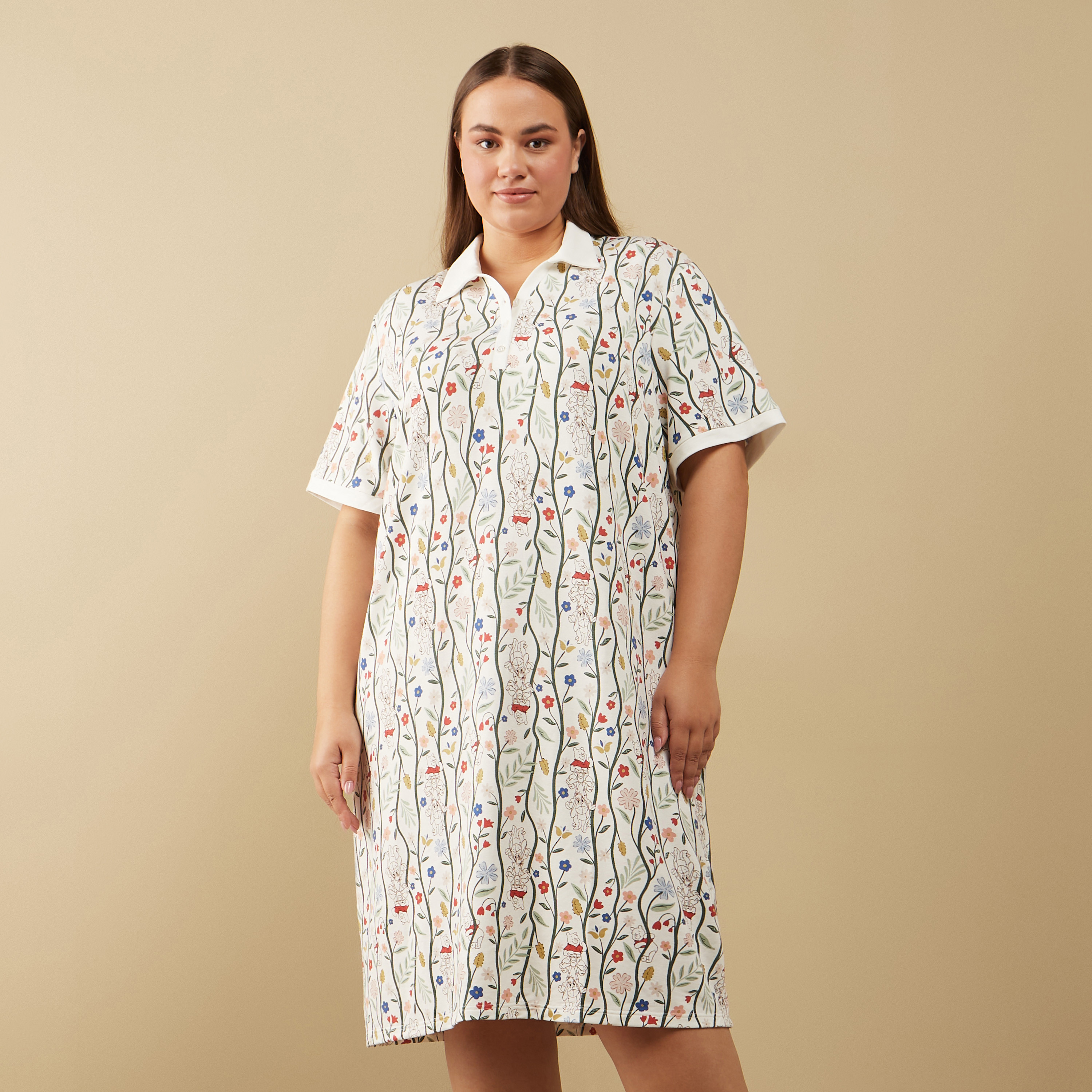 All-Over Print Sleepshirt with Short Sleeves-women-clothing-nightwear-nighties-image-1