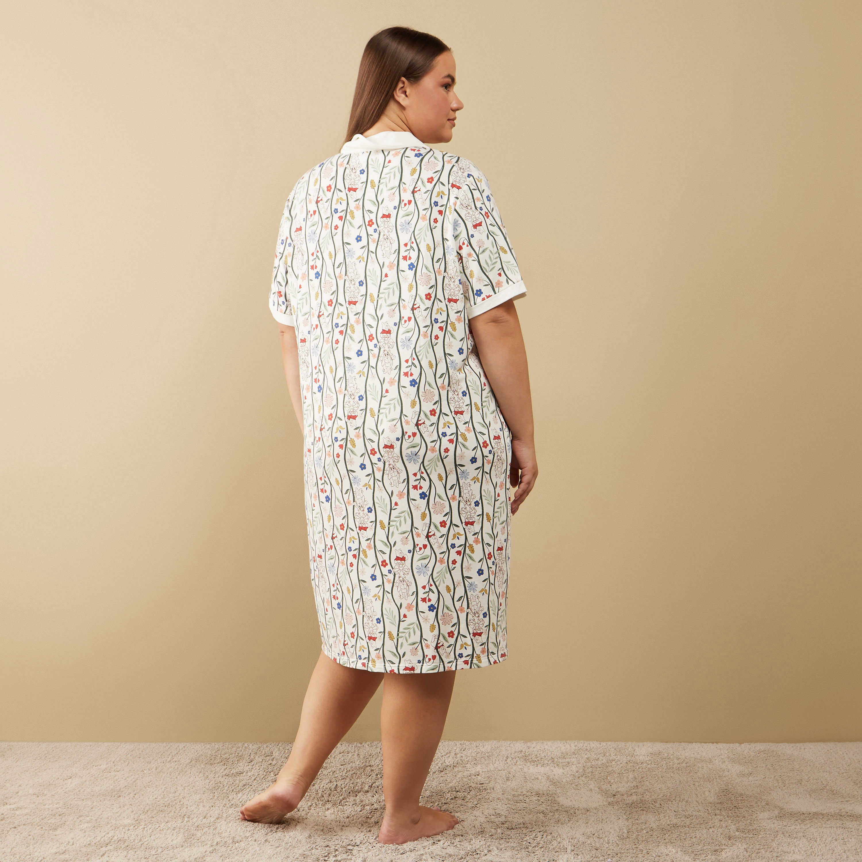 All-Over Print Sleepshirt with Short Sleeves-women-clothing-nightwear-nighties-image-3
