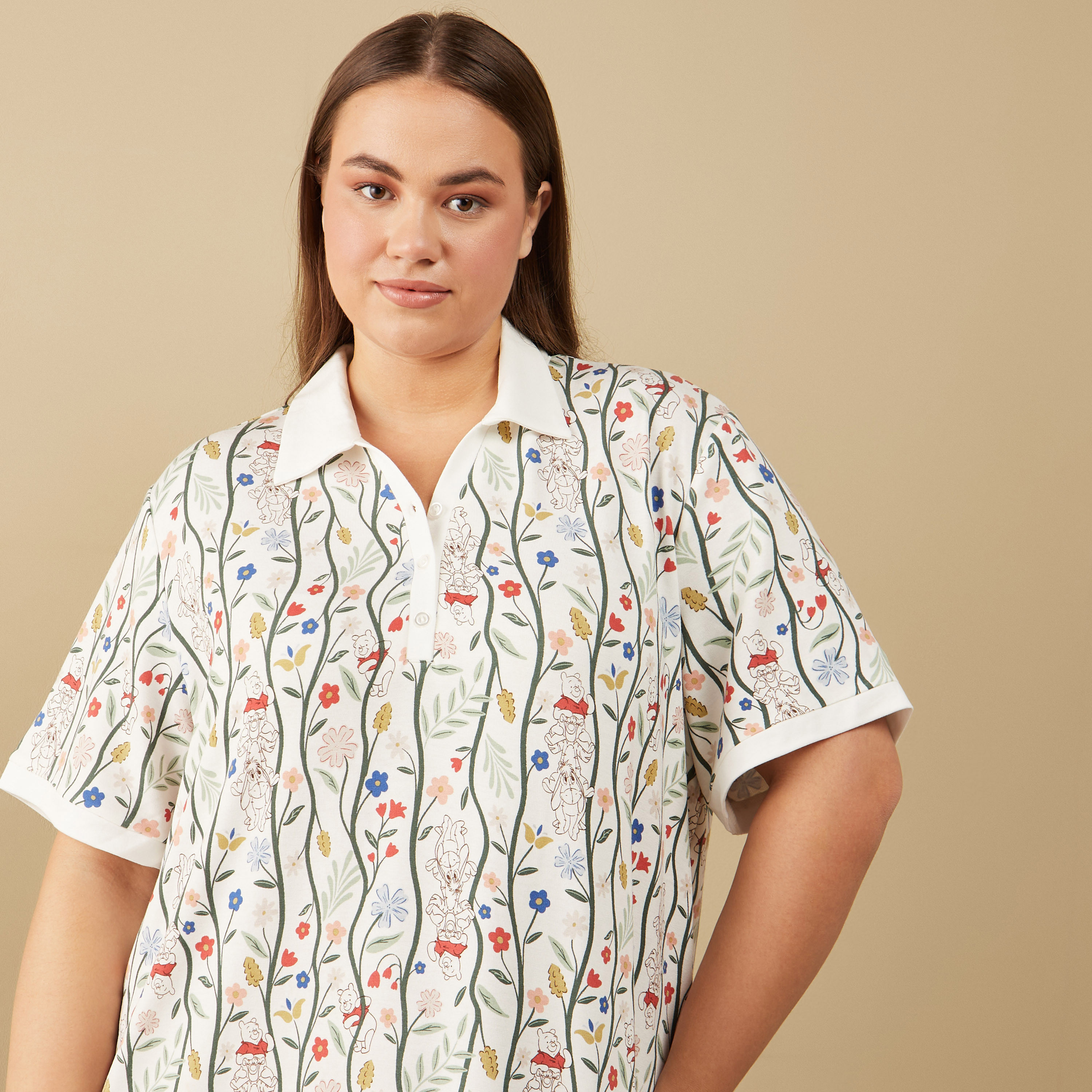 All-Over Print Sleepshirt with Short Sleeves-women-clothing-nightwear-nighties-image-4