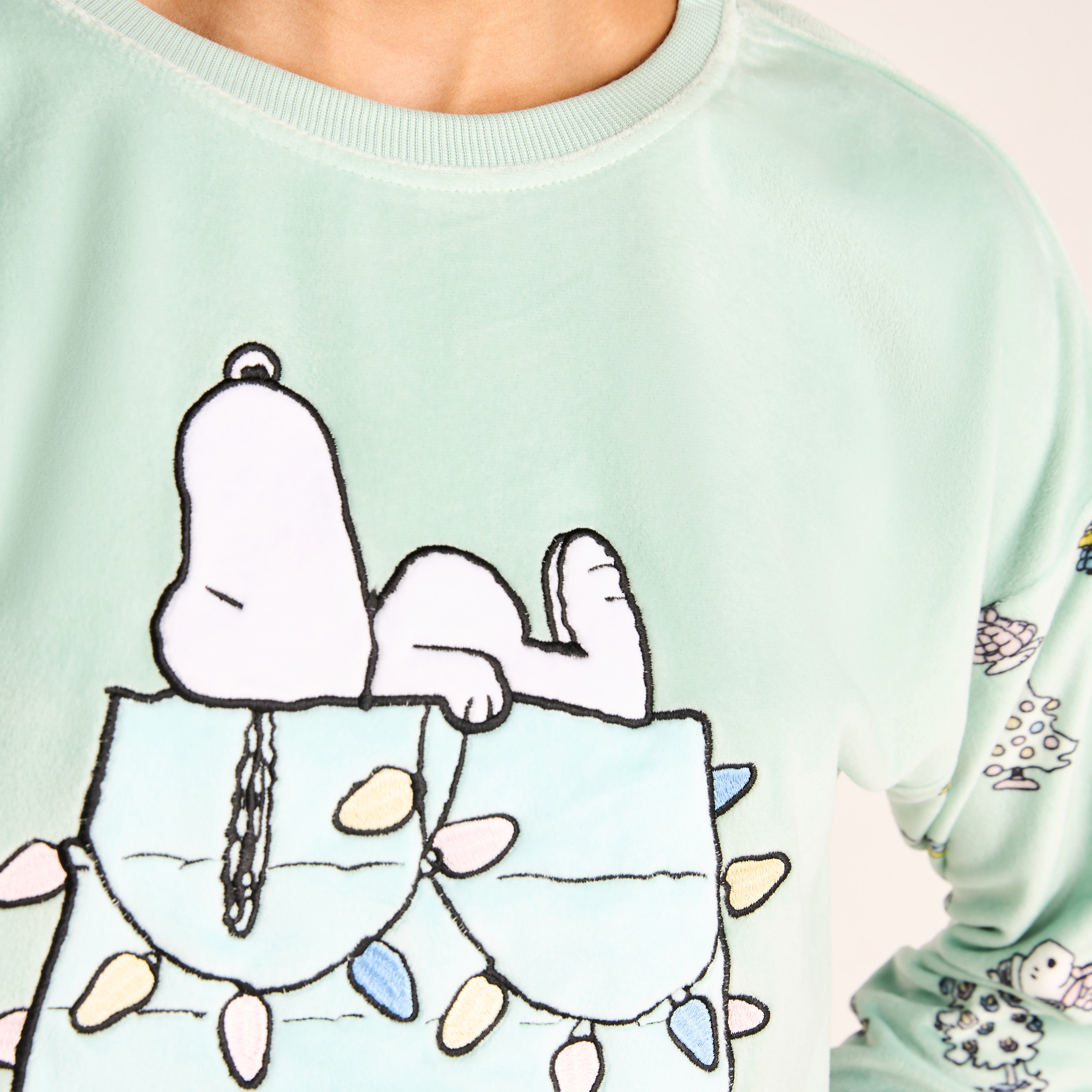 Snoopy Print Long Sleeve Sweatshirt and Elasticated Joggers Set-women-clothing-nightwear-pyjamas-longsets-image-7