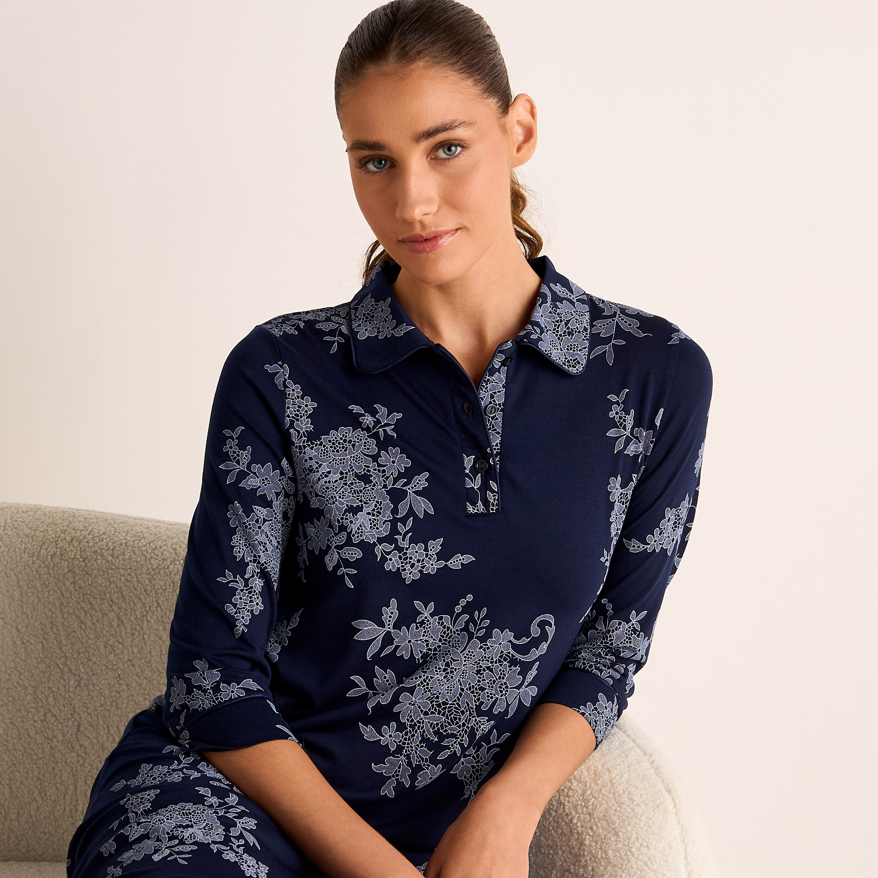 فستان قميص بأكمام 3/4 وطبعات-women-clothing-nightwear-nighties-image-4