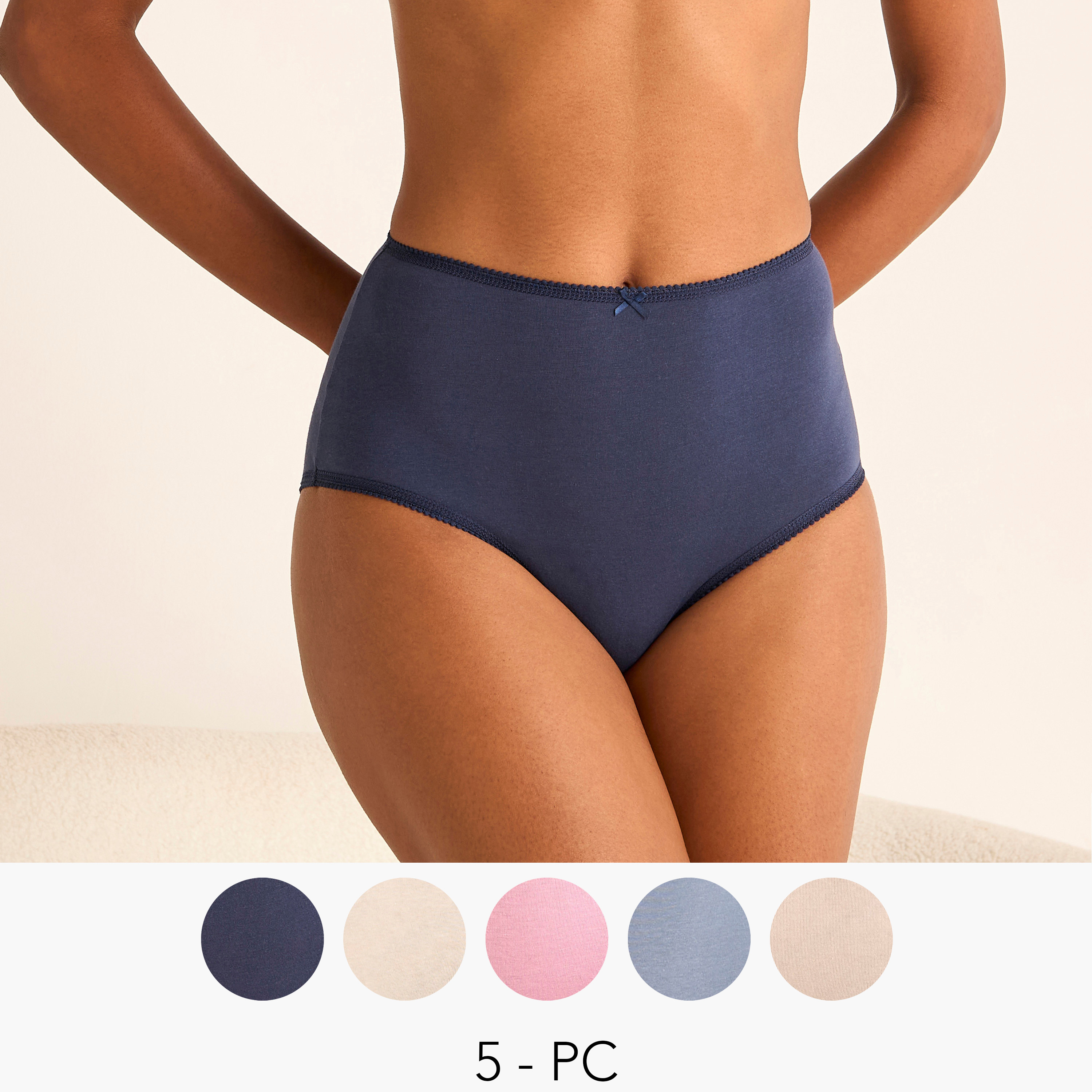 Set of 5 - Assorted Full Briefs with Elasticated Waistband-women-clothing-lingerie-panties-image-1