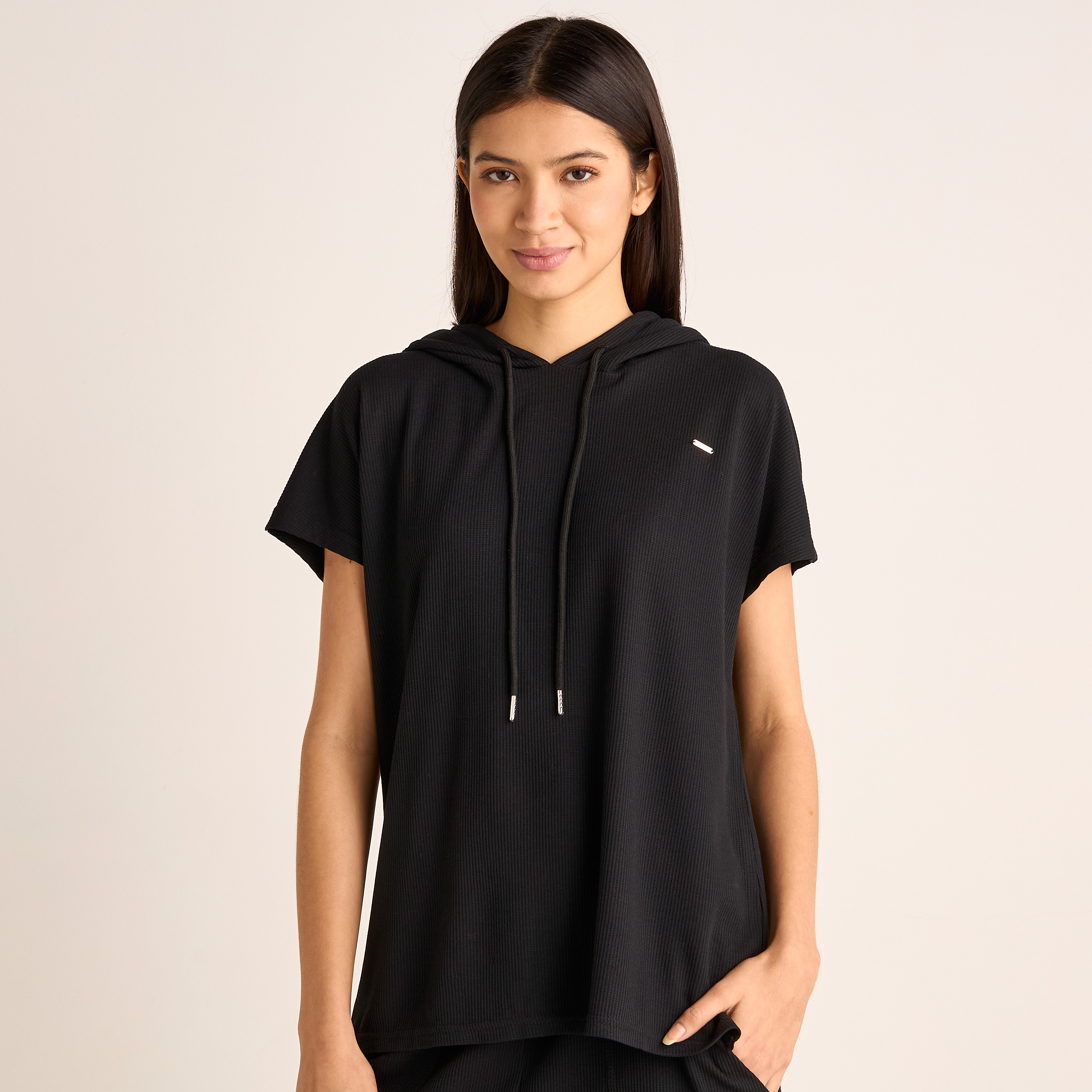 Ribbed Hooded T-shirt and Pyjama Set-women-clothing-nightwear-pyjamas-longsets-image-4
