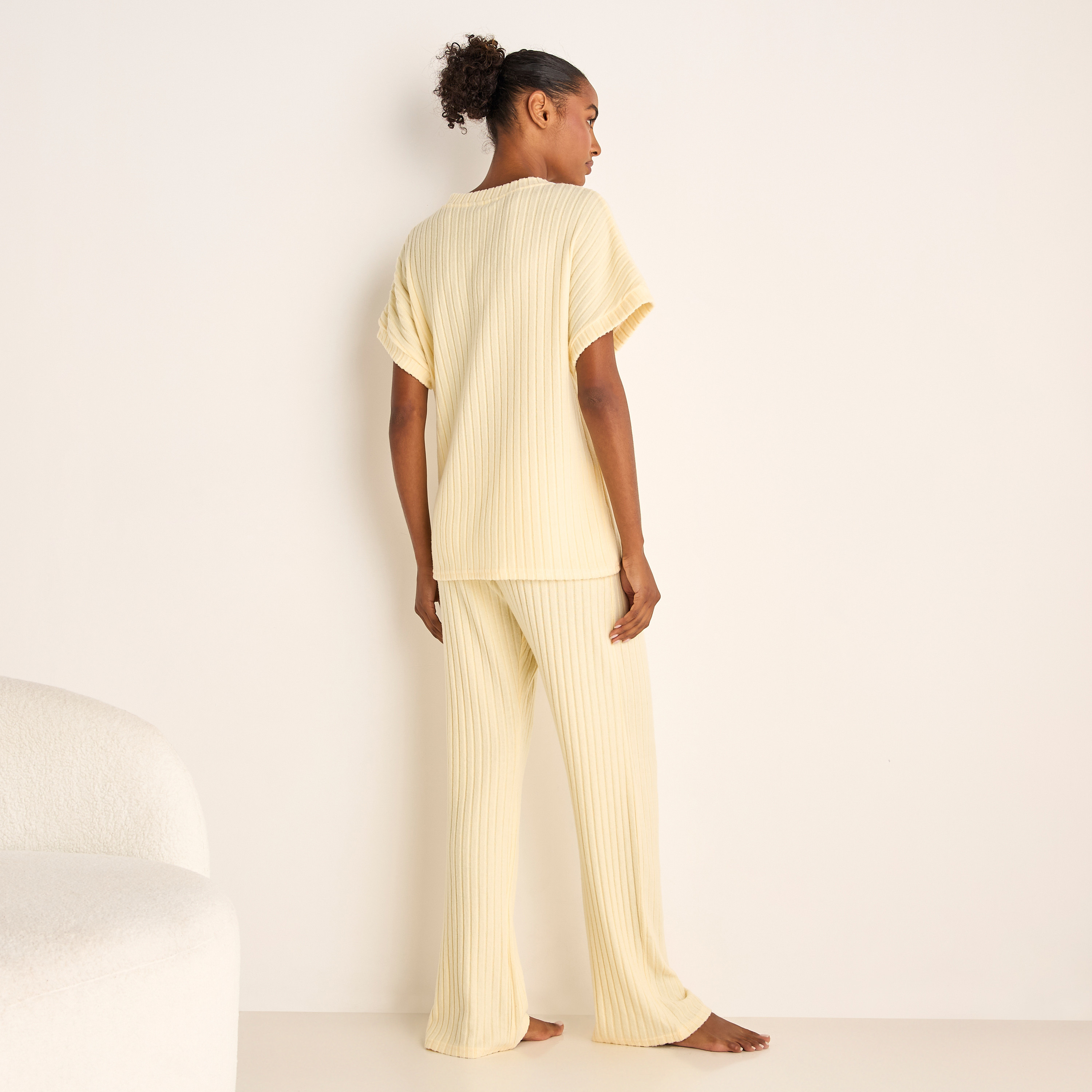 Ribbed V-neck Top and Elasticated Pyjama Set-women-clothing-nightwear-pyjamas-longsets-image-3