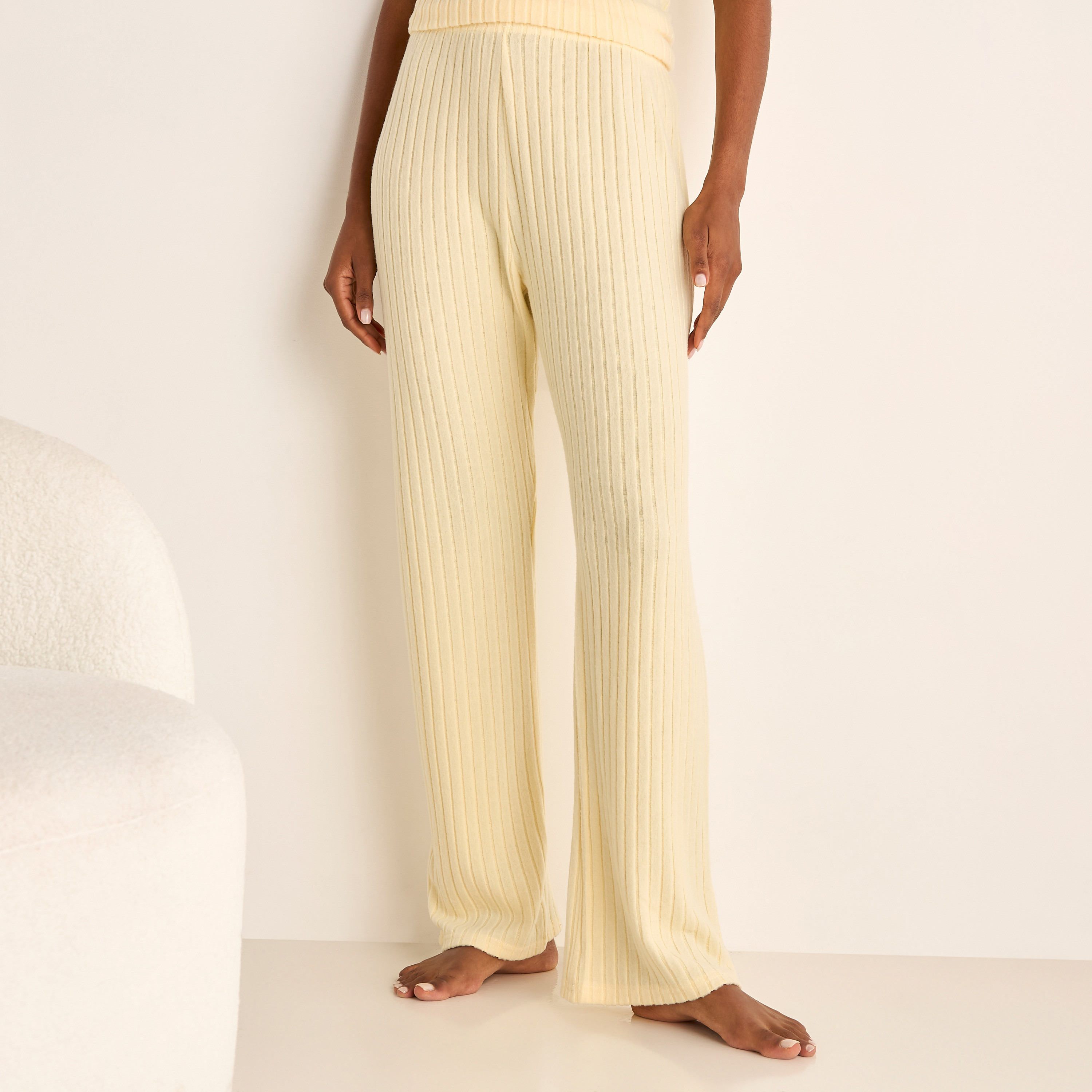 Ribbed V-neck Top and Elasticated Pyjama Set-women-clothing-nightwear-pyjamas-longsets-image-4
