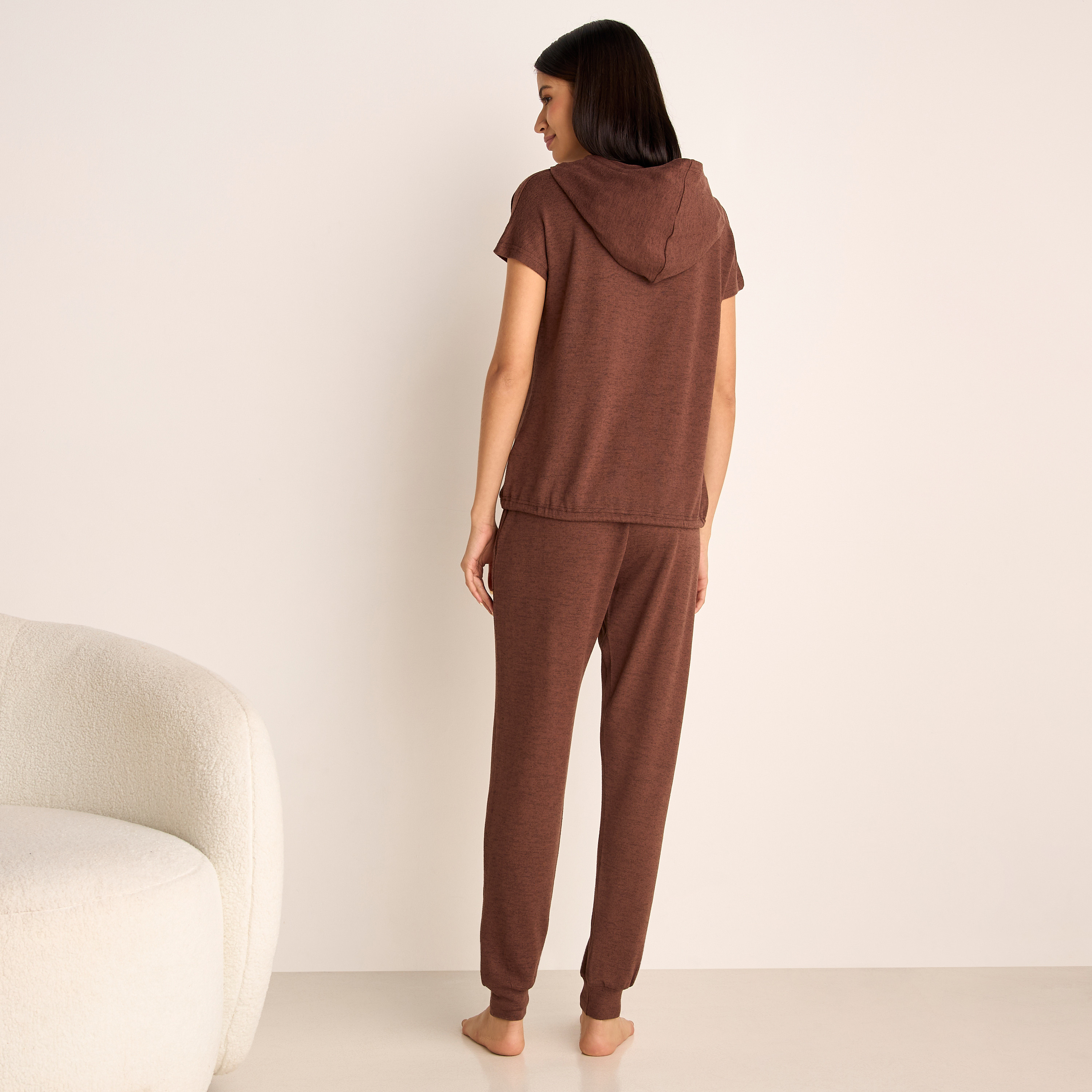 Slogan Print Hooded T-shirt and Elasticated Joggers Set-women-clothing-nightwear-pyjamas-longsets-image-4