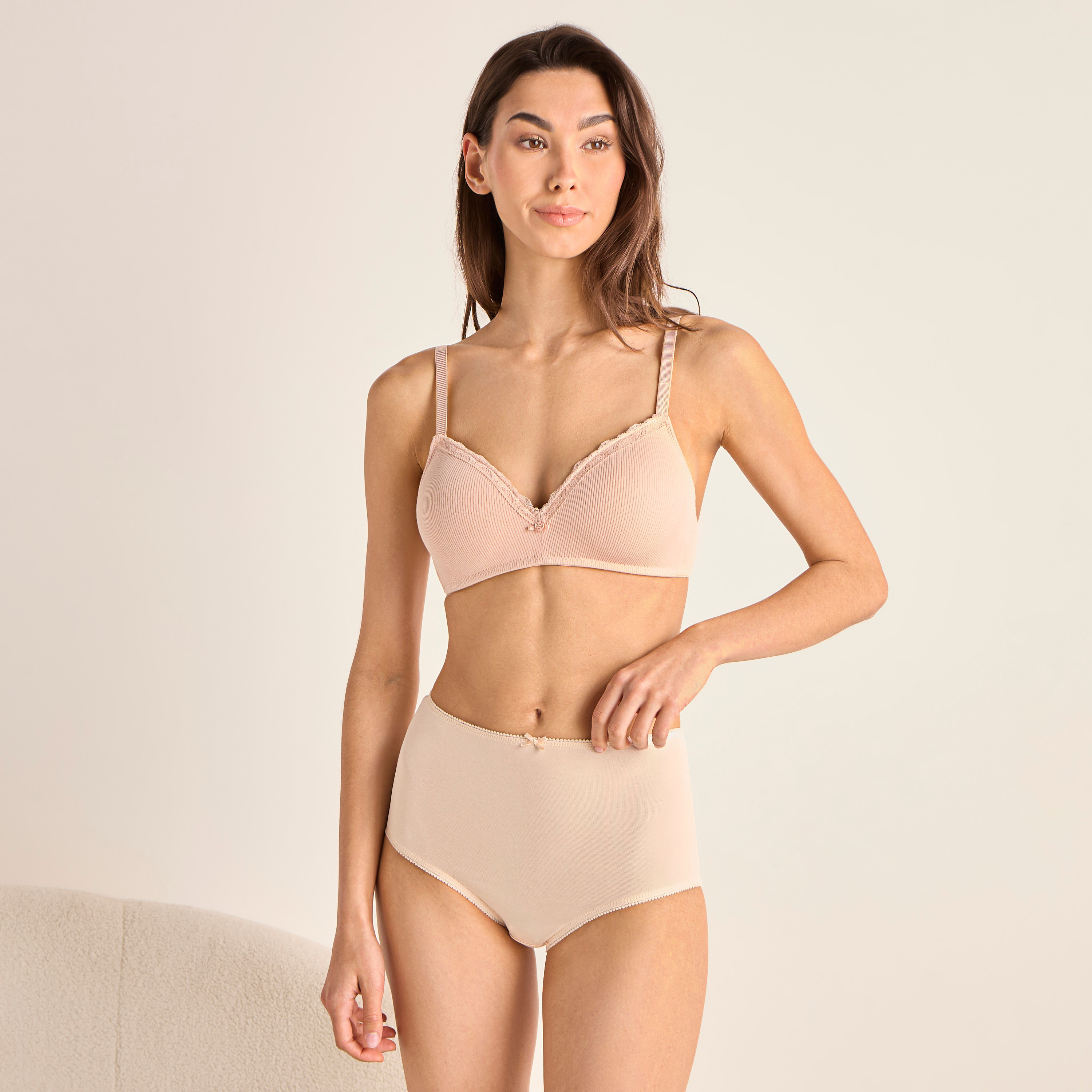سراويل داخلية كاملة بتفاصيل فيونكة وخصر مطاطي - طقم من 5 أزواج-women-clothing-lingerie-panties-image-4