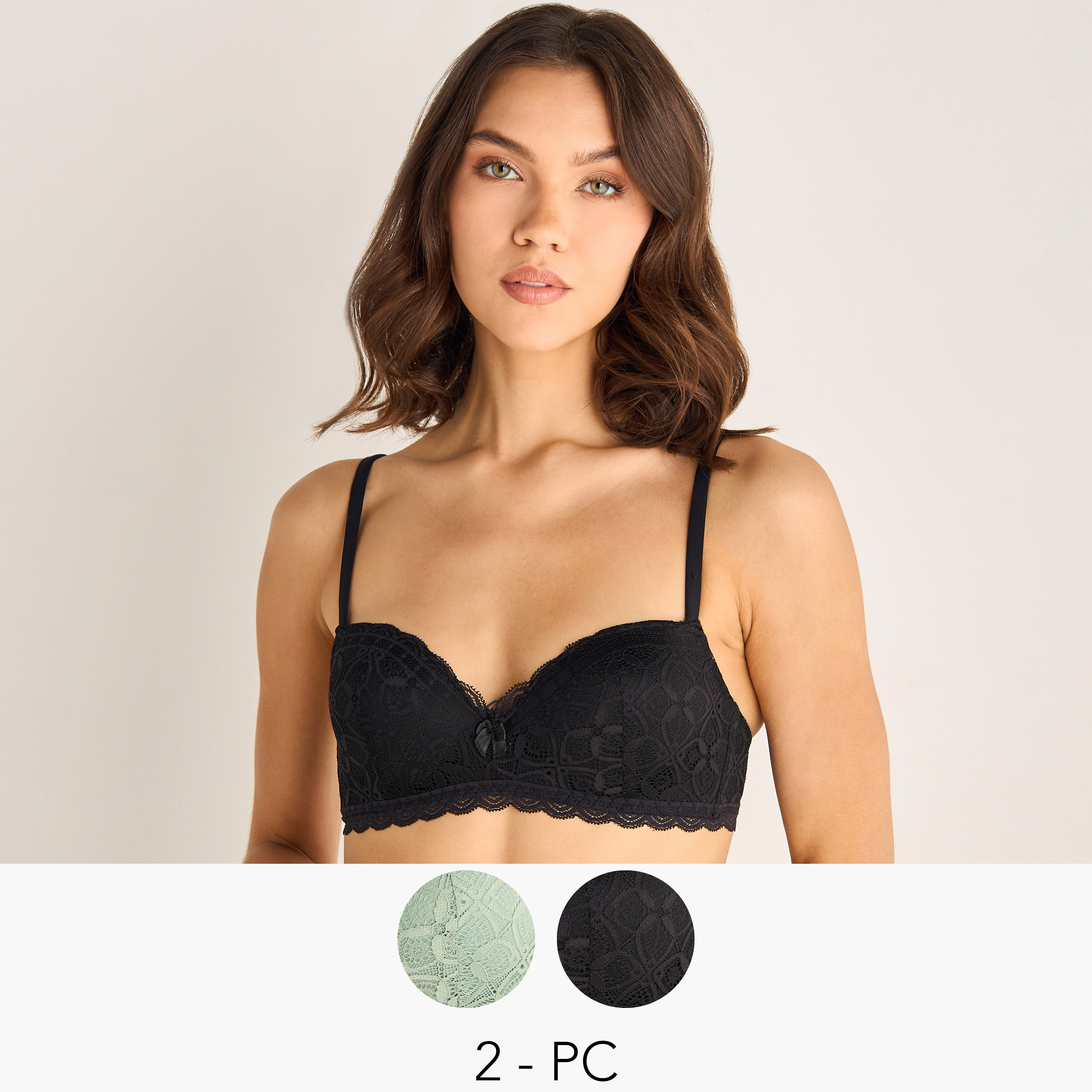 Set of 2 - Lace Detail Balconette Bra with Hook and Eye Closure-women-clothing-lingerie-bras-image-8