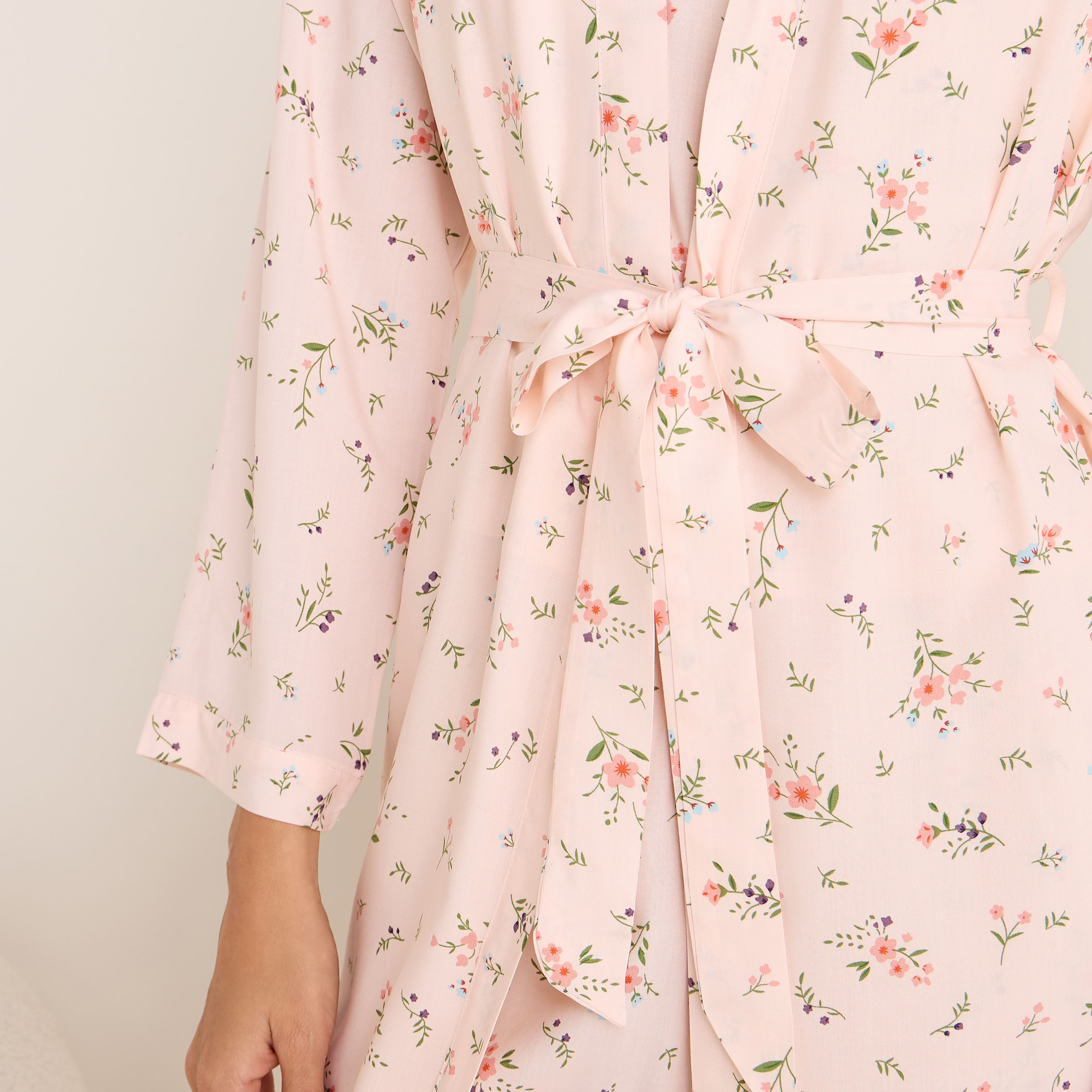 Floral Print Night Robe with Camisole and Pyjama Set-women-clothing-nightwear-pyjamas-longsets-image-6