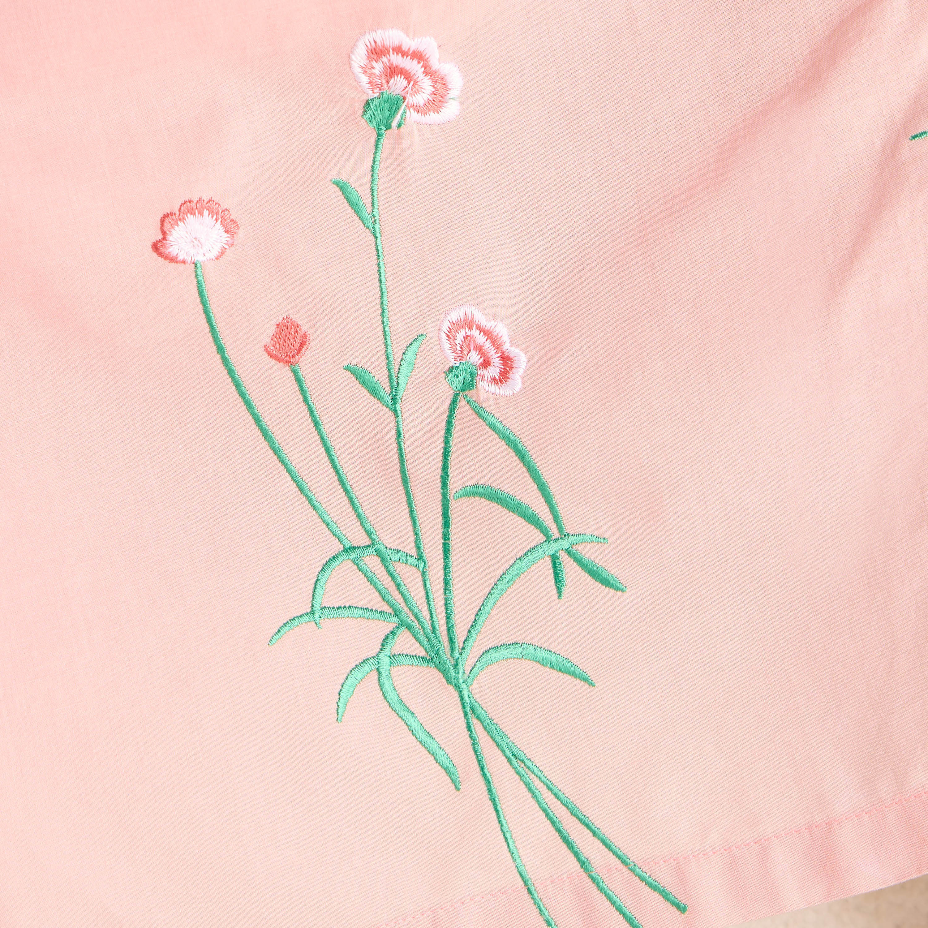 Embroidered Night Dress with Round Neck and Short Sleeves-women-clothing-nightwear-nighties-image-5