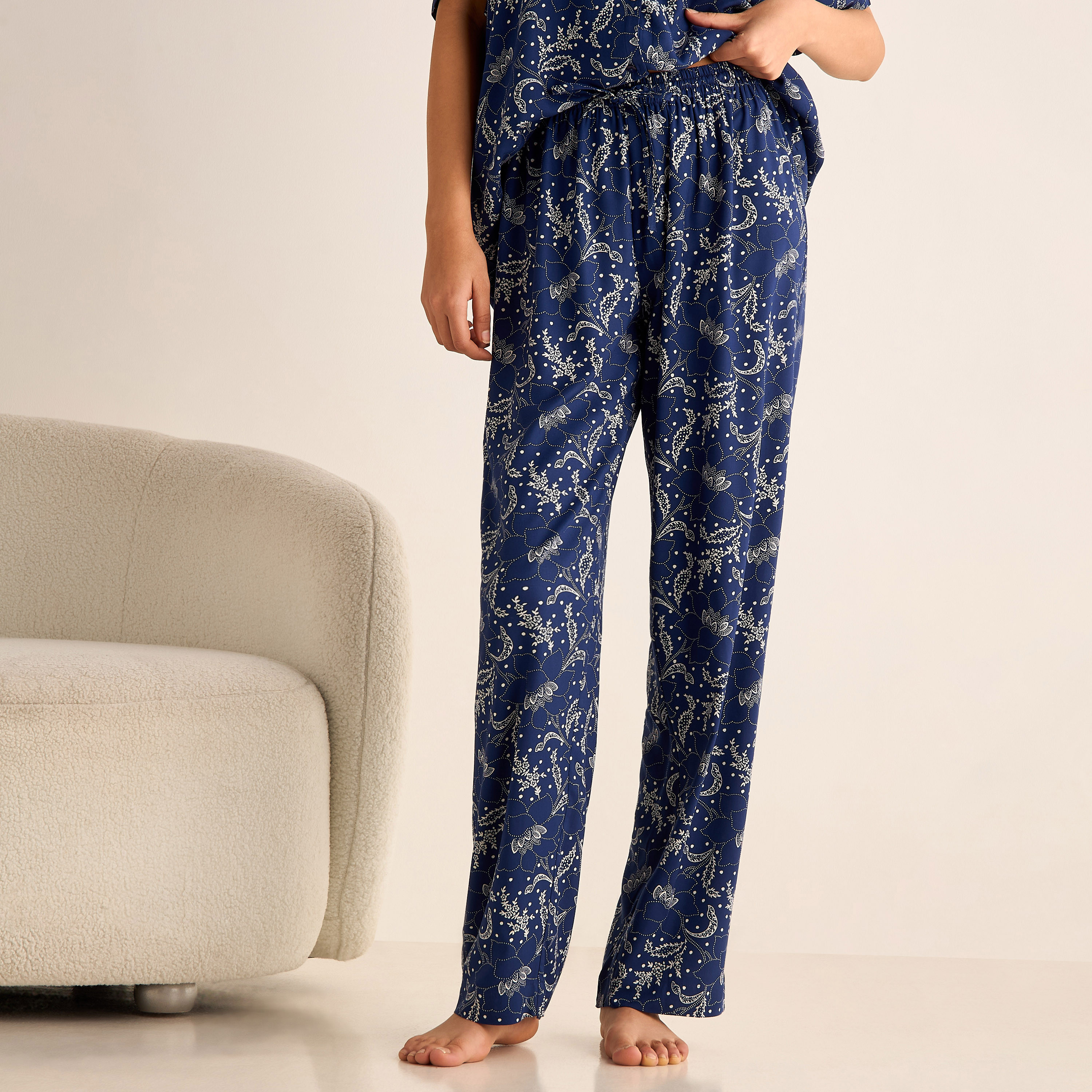 Buy All-Over Floral Print Shirt and Pyjama Set Online | Centrepoint Qatar