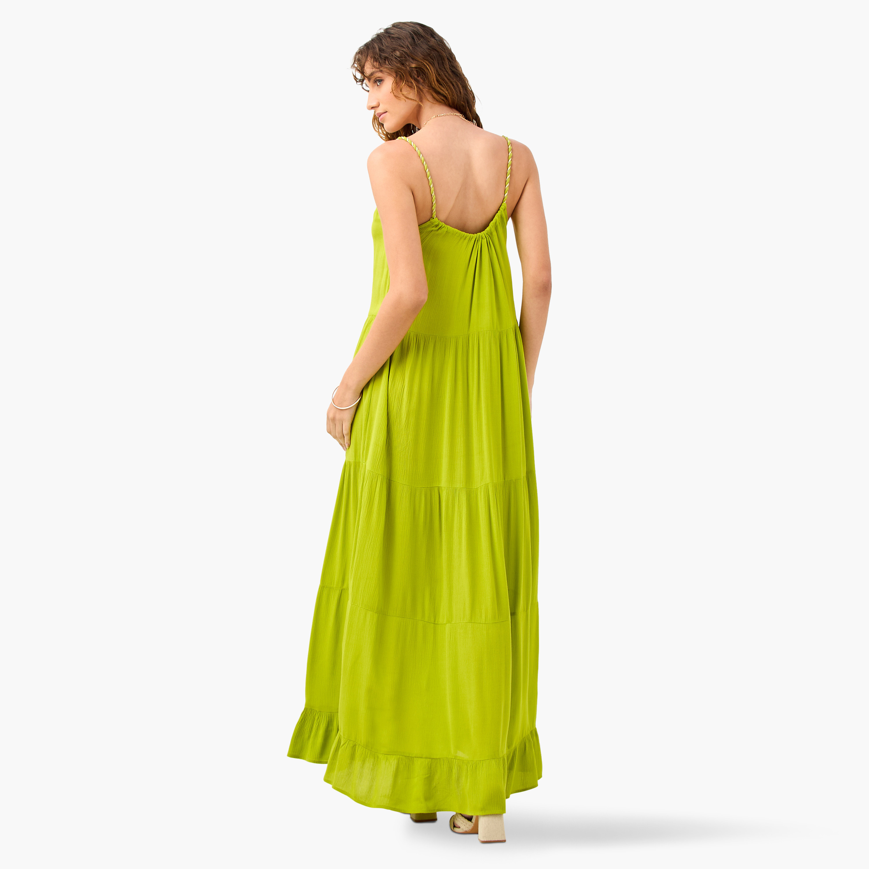 Tiered Maxi Sleeveless Dress with Tie-Up Neck-women-clothing-swimandbeach-beachwear-image-3