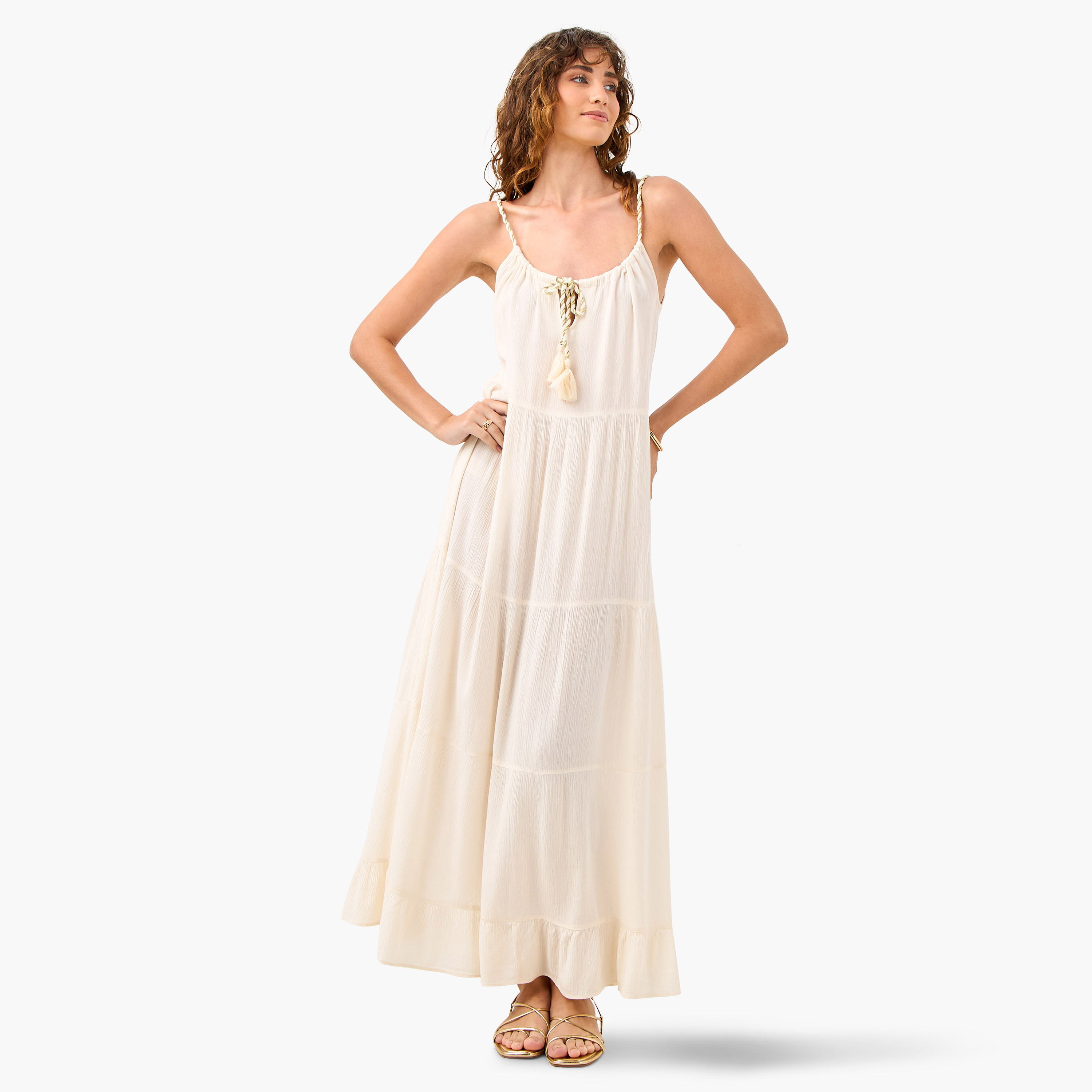 Tiered Maxi Sleeveless Dress with Tie-Up Neck-women-clothing-swimandbeach-beachwear-image-7