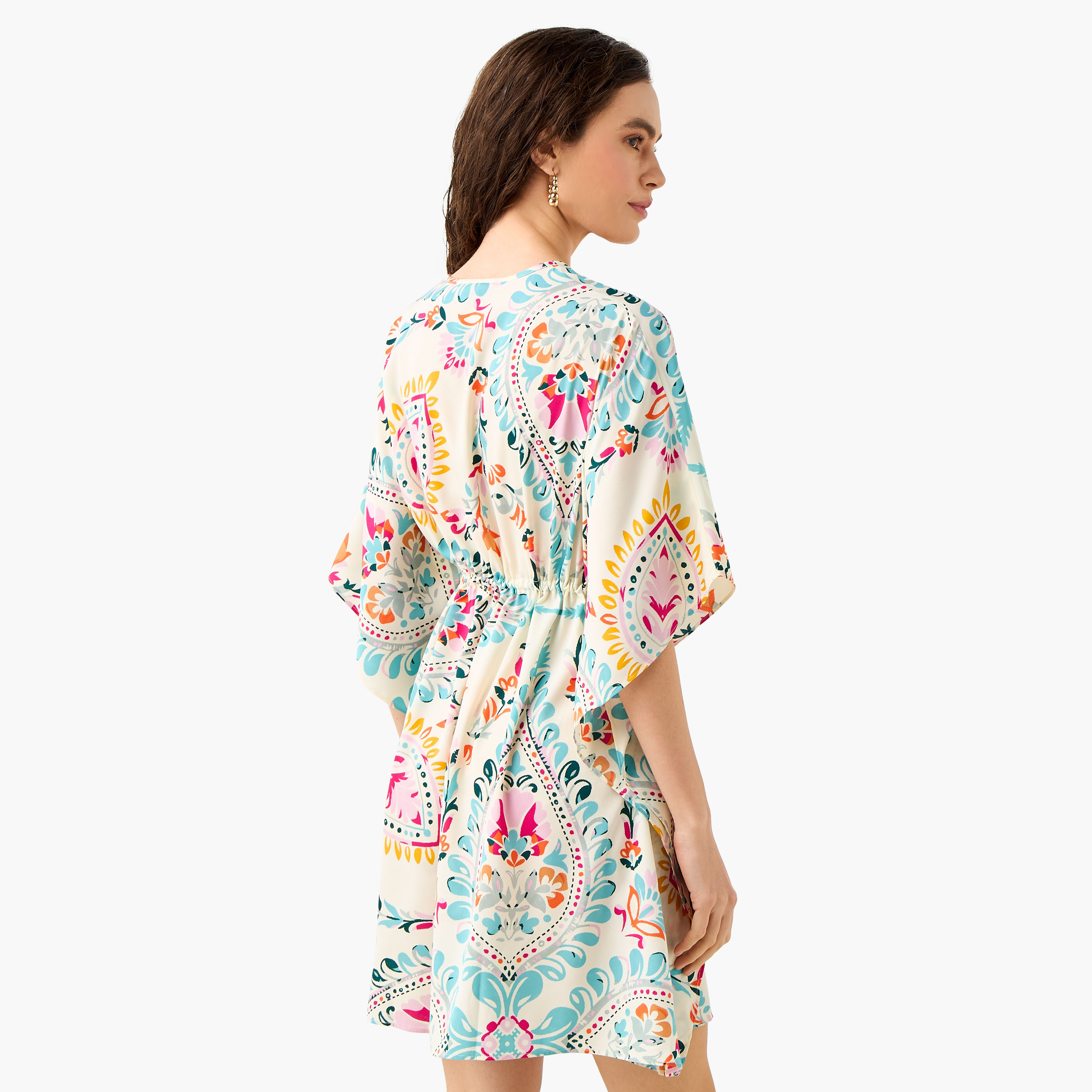 Printed Kaftan Cover Up with Tie-Up and V-neck-women-clothing-swimandbeach-beachwear-image-3