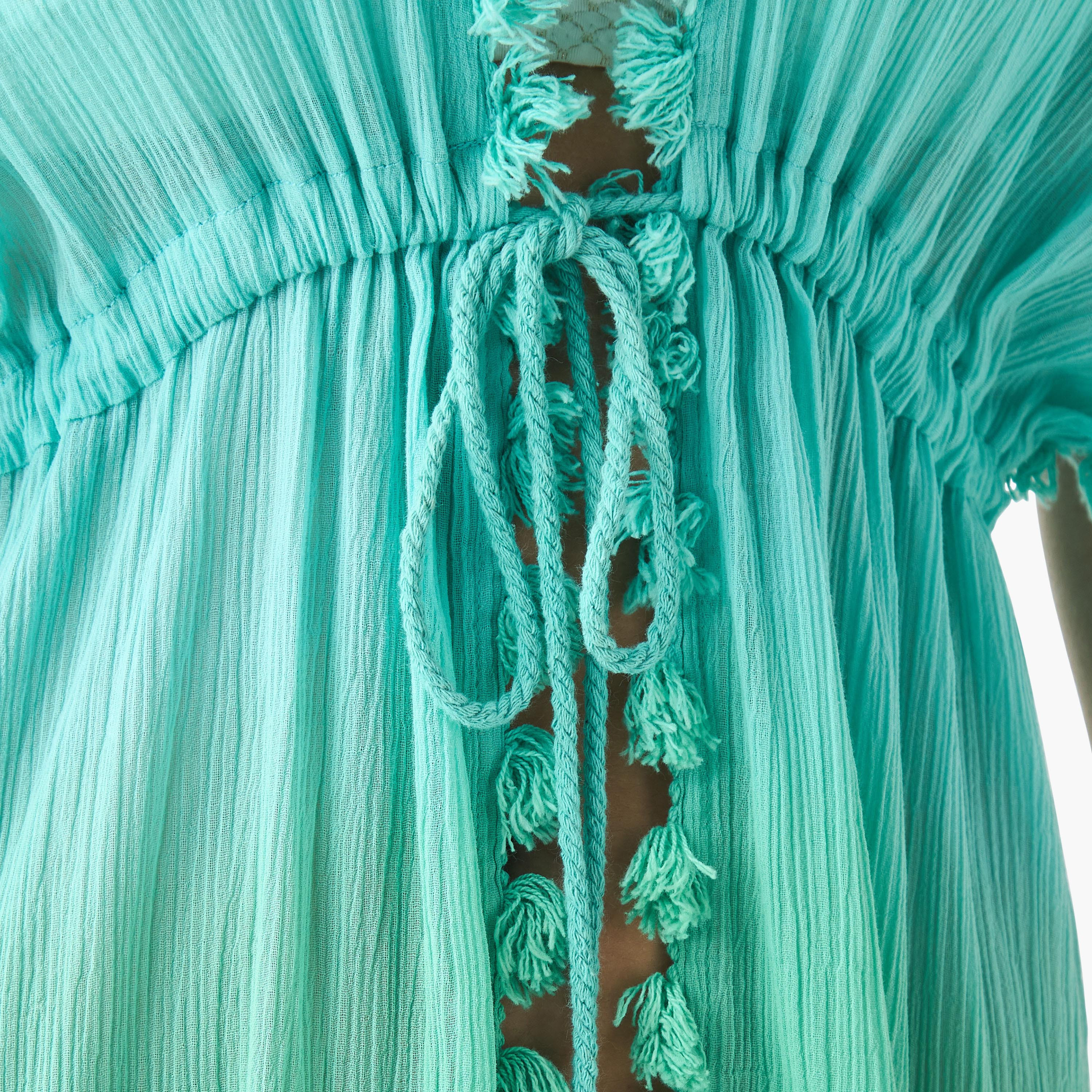 Pom Pom Detail Cover-Up with Tie-Ups-women-clothing-swimandbeach-beachwear-image-6