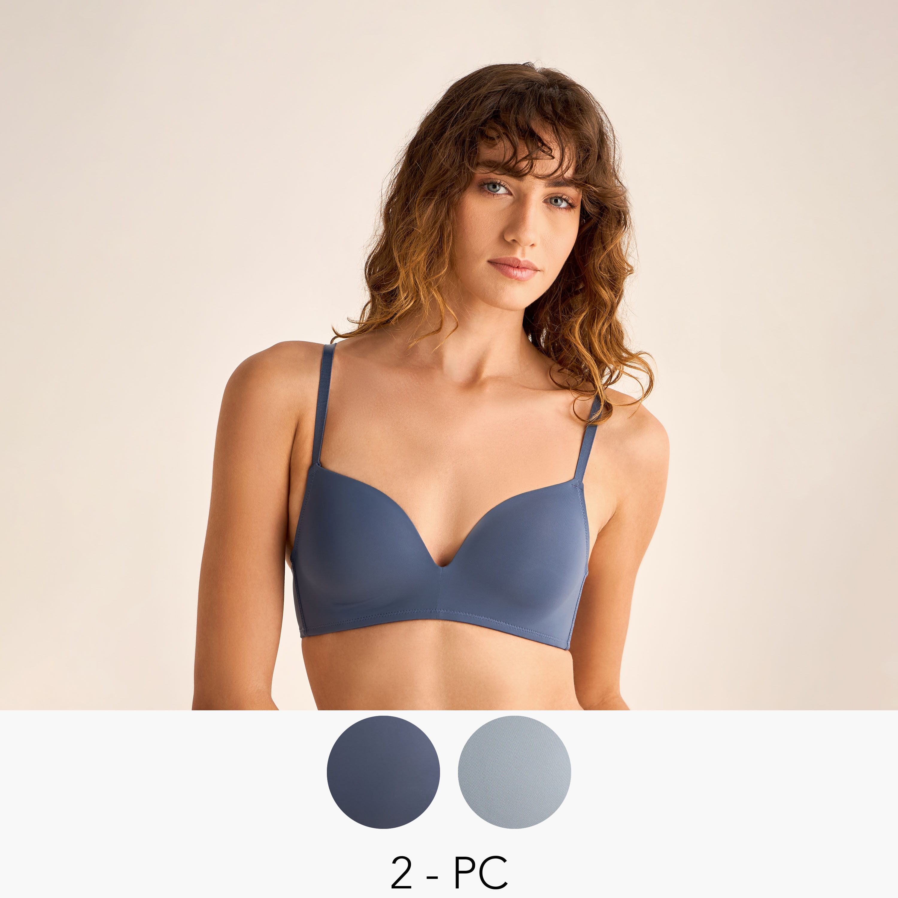 Set of 2 - Non-Wired Bra with Hook and Eye Closure-women-clothing-lingerie-bras-image-1